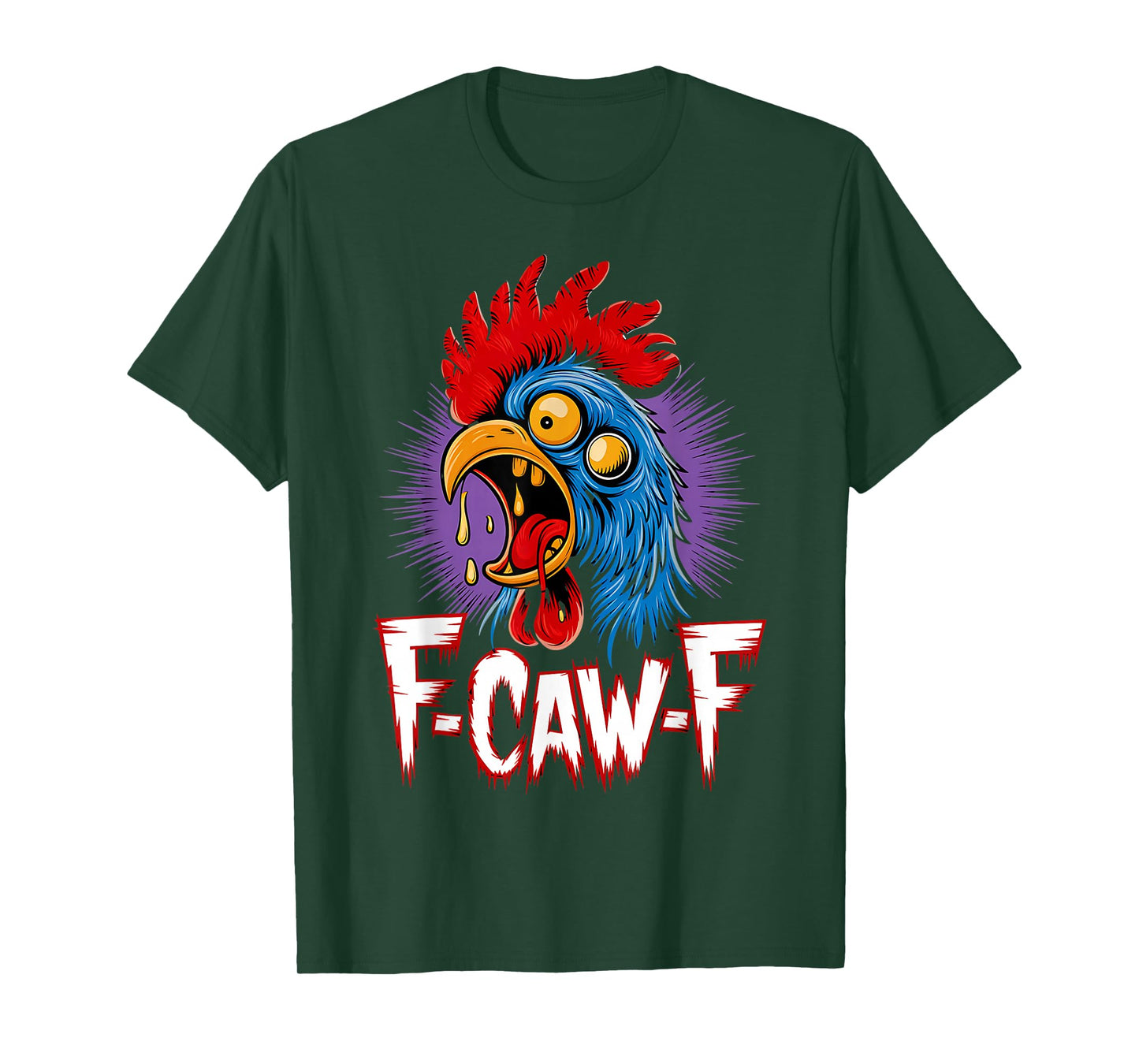 Zombie Chicken F-CAW-F Scary Rooster Halloween Horror Joke T-Shirt