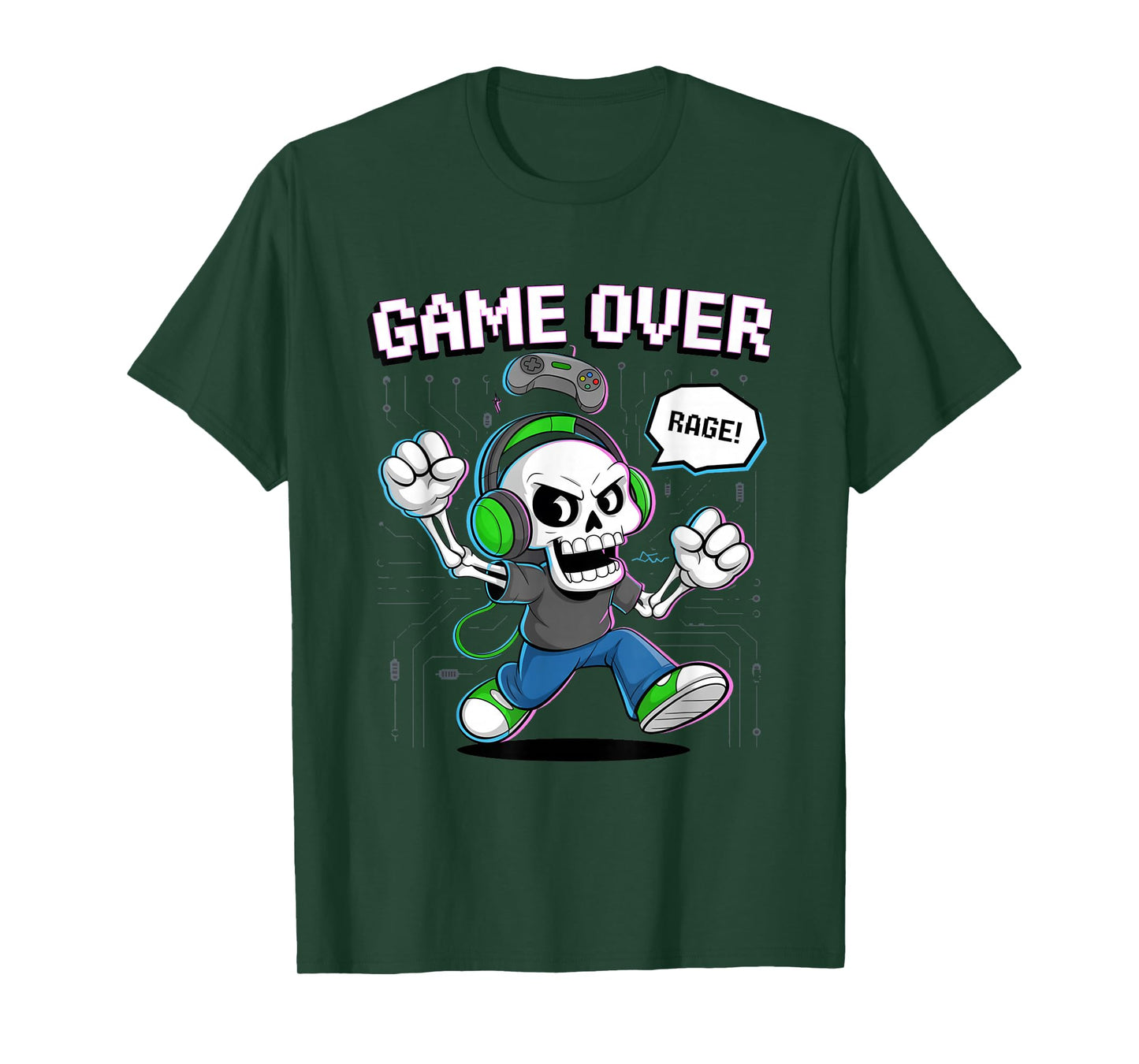 Funny Halloween Skeleton Gamer T-Shirt