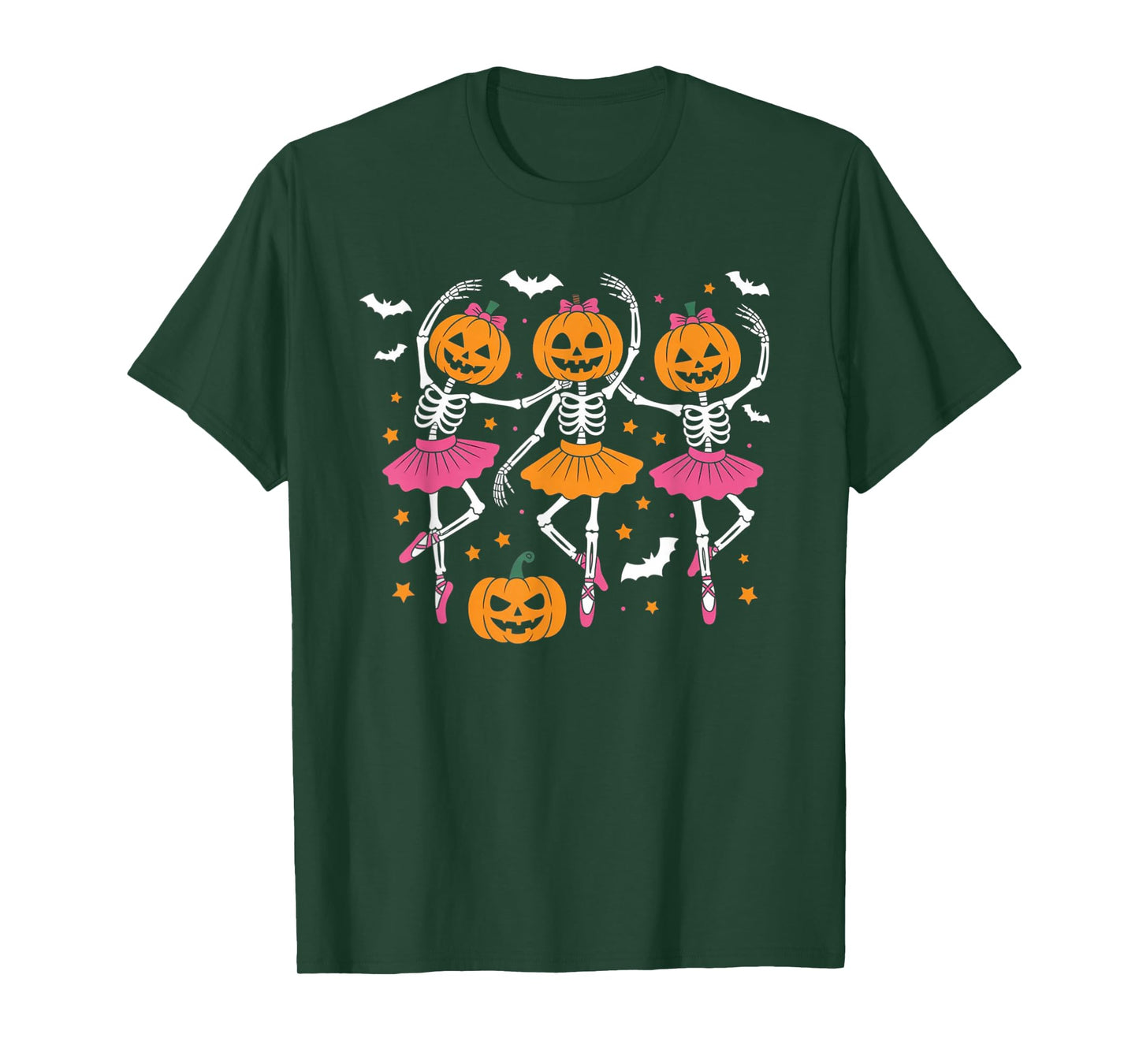 Girls Halloween Ballet Skeleton Pumpkin Skeleton Women Gifts T-Shirt