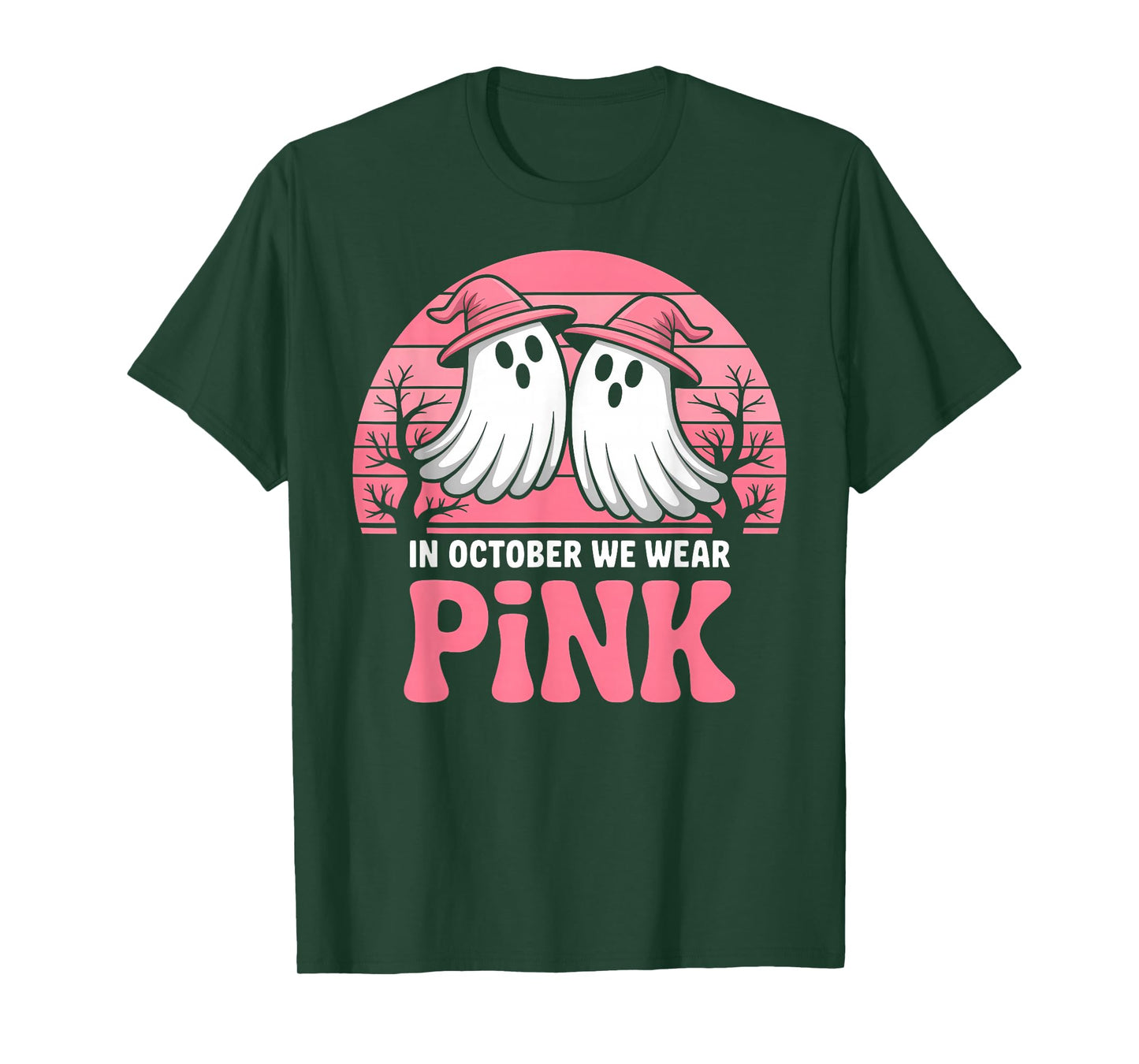 in October We Wear Pink Breast Cancer Awareness Halloween T-Shirt