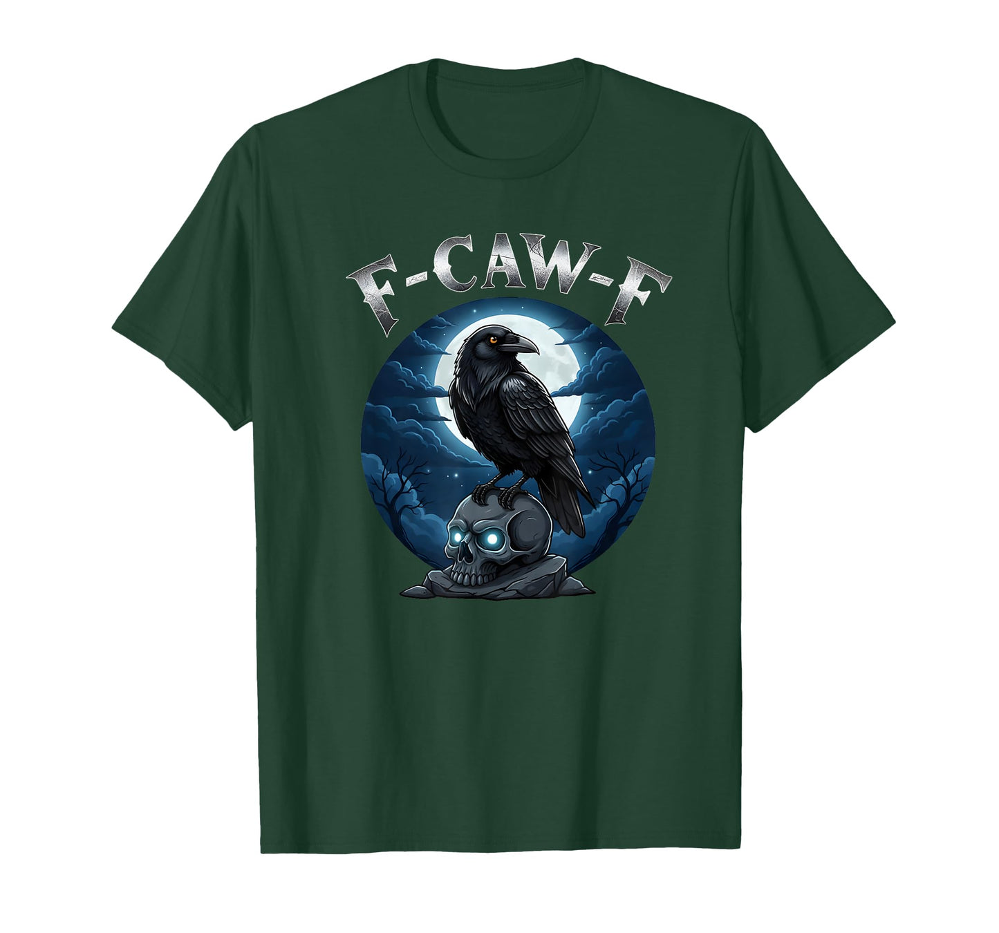 Black Crow, F-Caw-F Raven Skull Crow Moon Funny Gothic T-Shirt