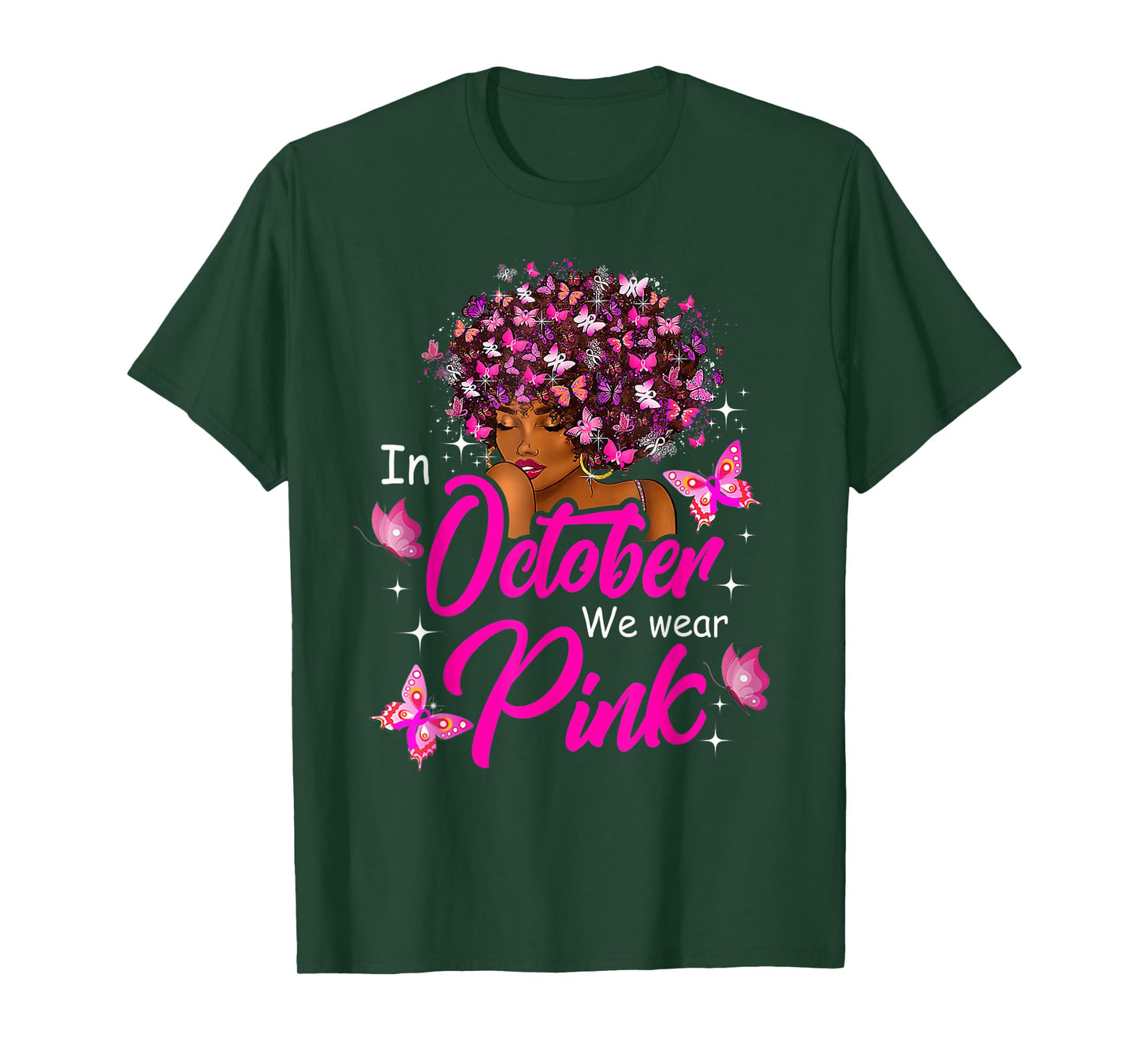Breast Cancer in October We Wear Pink African American Women T-Shirt
