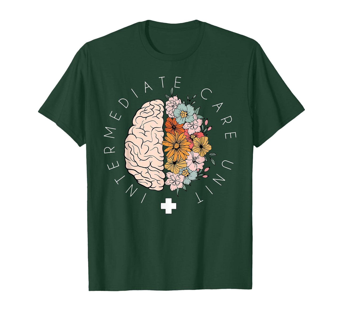 Floral Brain IMCU Intermediate Care Unit Nurse Appreciation T-Shirt