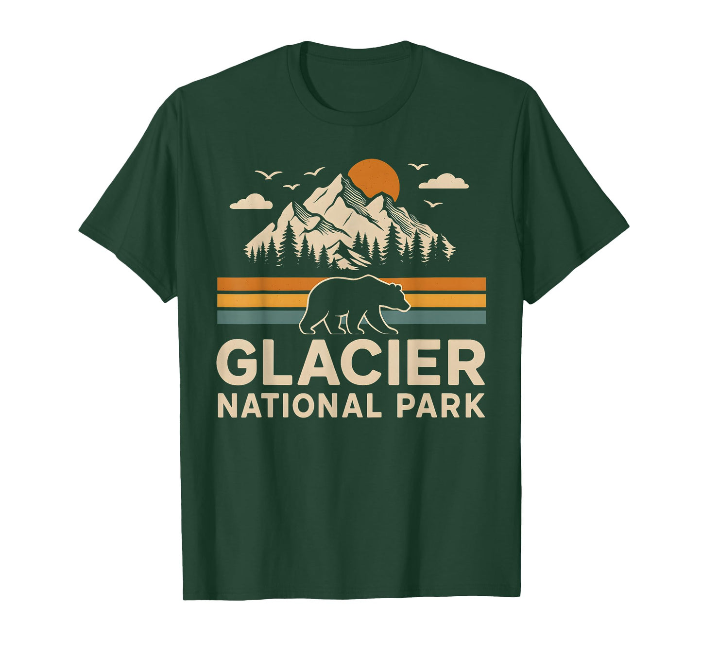Glacier National Park Montana Outdoor Hiking Retro Vintage T-Shirt