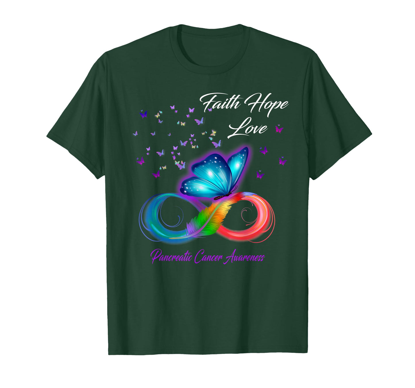 Butterfly Faith Hope Love Pancreatic Cancer Awareness T-Shirt