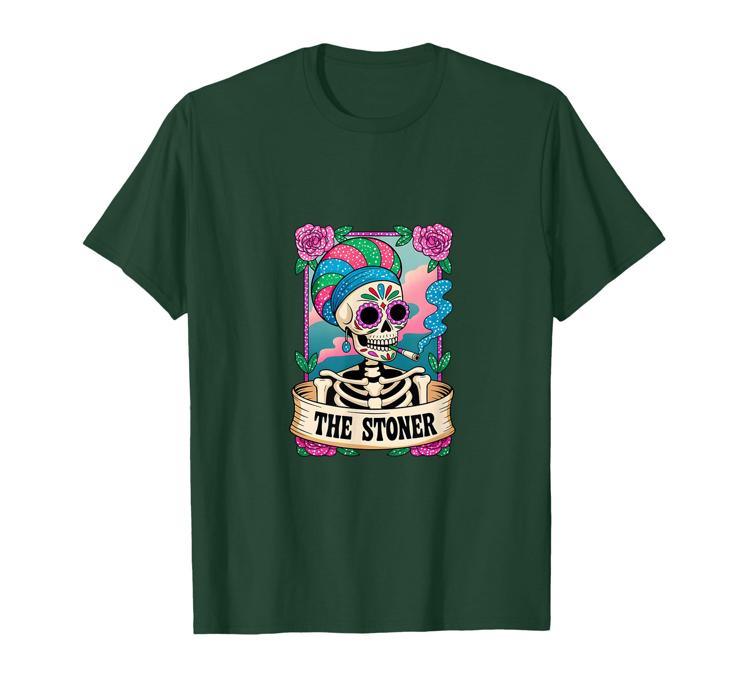The Stoner Colorful Skeleton Tarot Design T-Shirt
