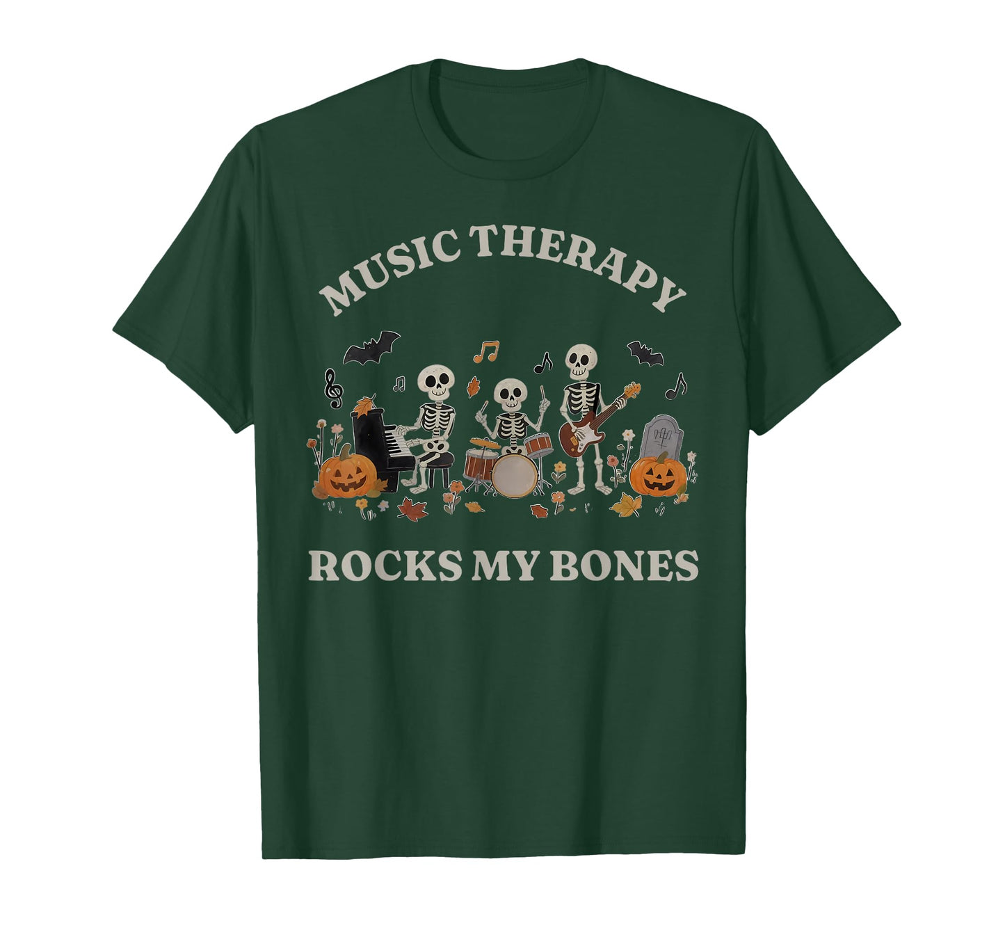 Music Therapis Rocks My Bones Skeleton Musical Halloween T-Shirt