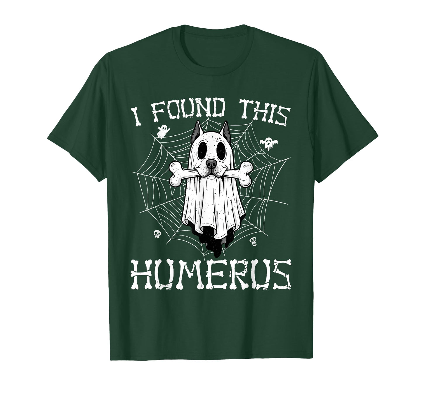 I Found This Humerus Ghost Dog Funny Halloween Bone Graphic T-Shirt