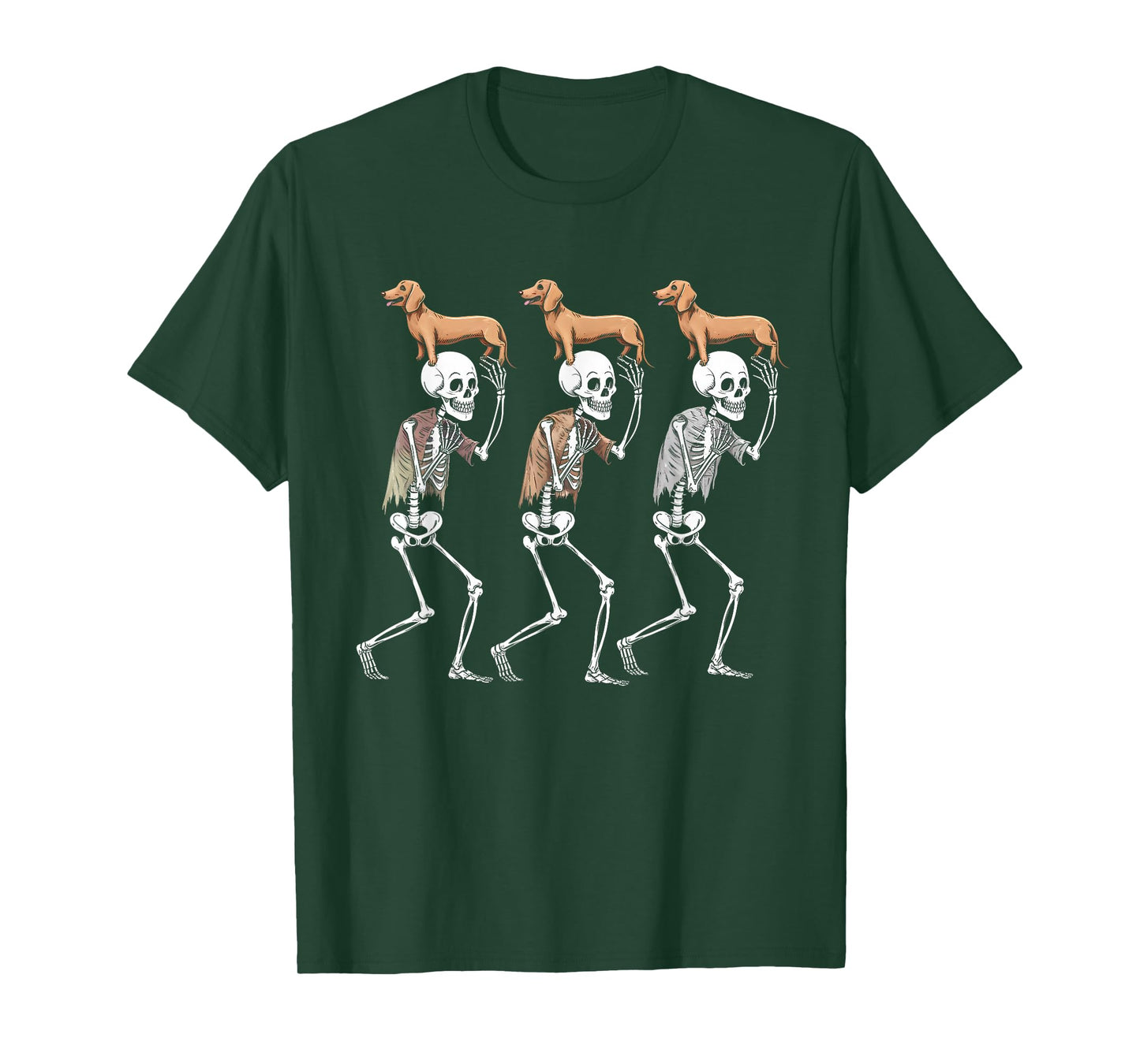 Cute Dancing Skeletons Dachshund Funny Halloween Men & Women T-Shirt