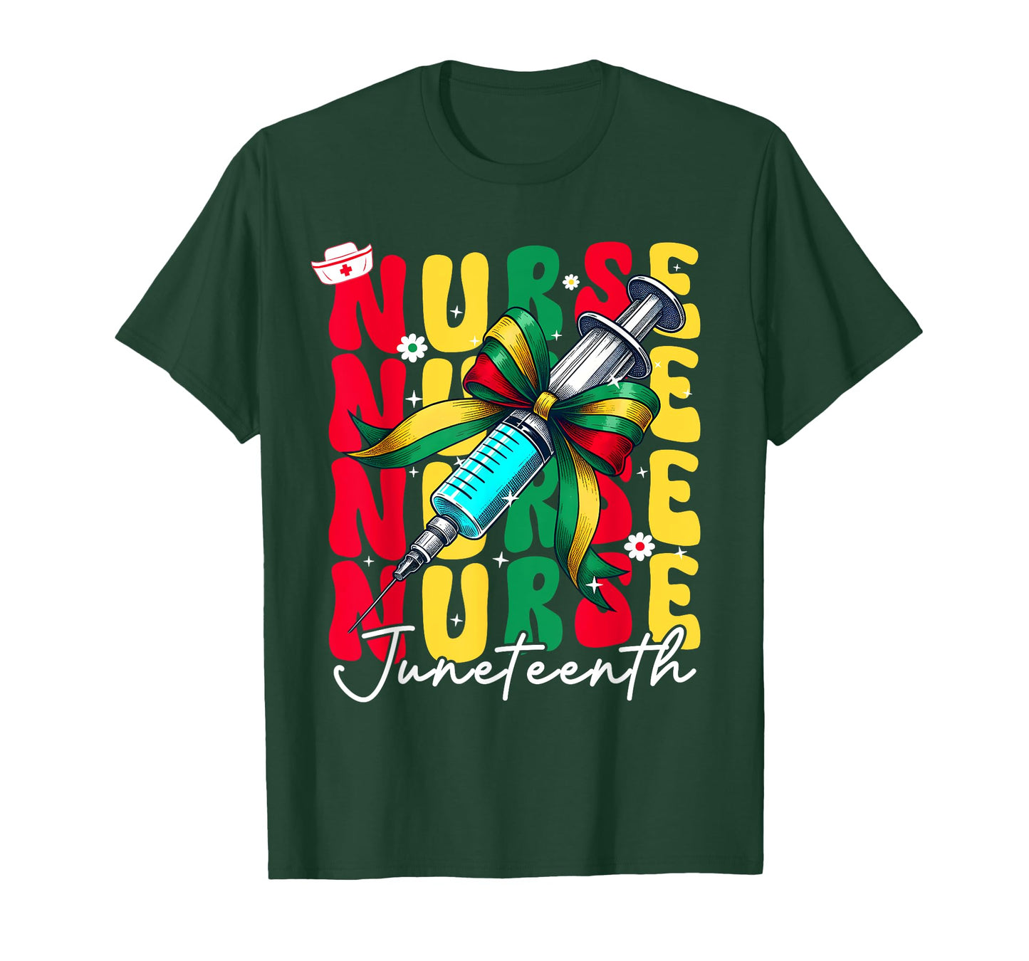 Juneteenth Nurse Groovy African Scrubs Top Bow Black Women T-Shirt