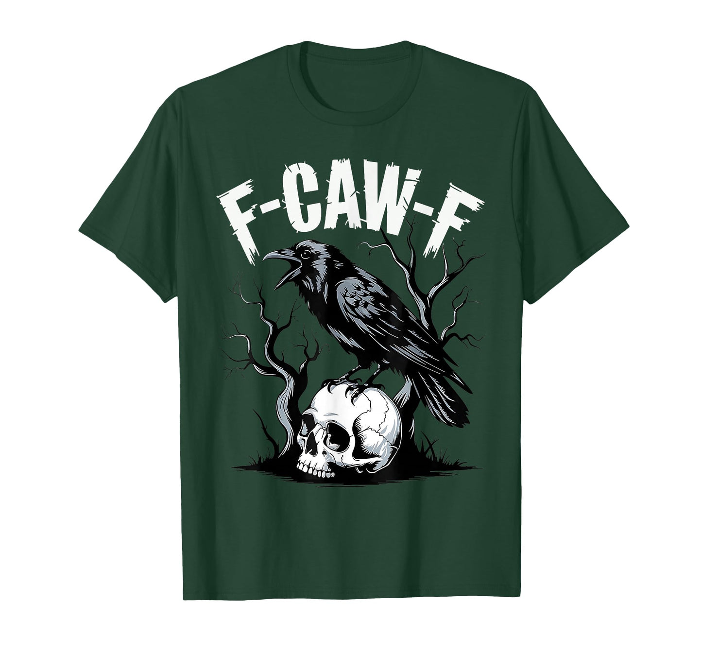 Black Crow F-Caw-F Funny Black Bird Skull Adult Humor T-Shirt