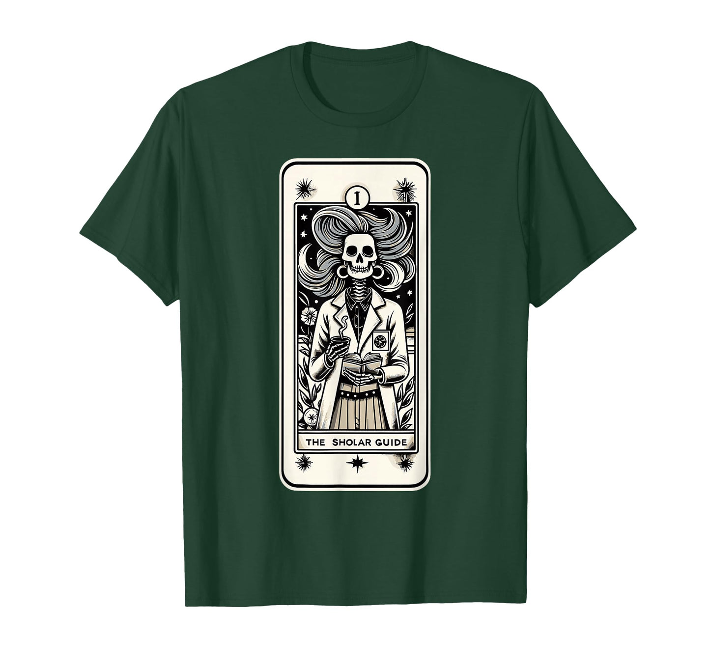 Skeleton Scientist Gothic Tarot Celestial Teacher T-Shirt