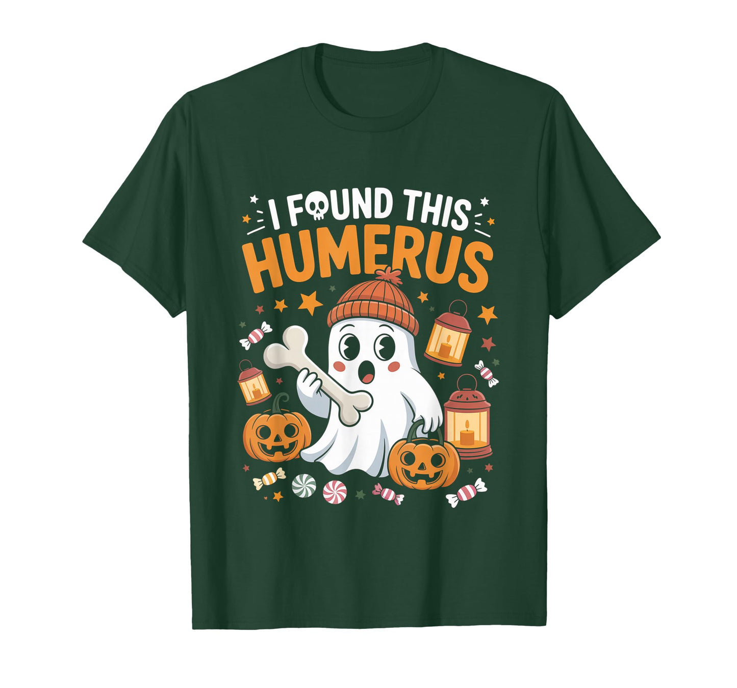 Ghost I Found This Humerus Funny Halloween Skeleton Women T-Shirt