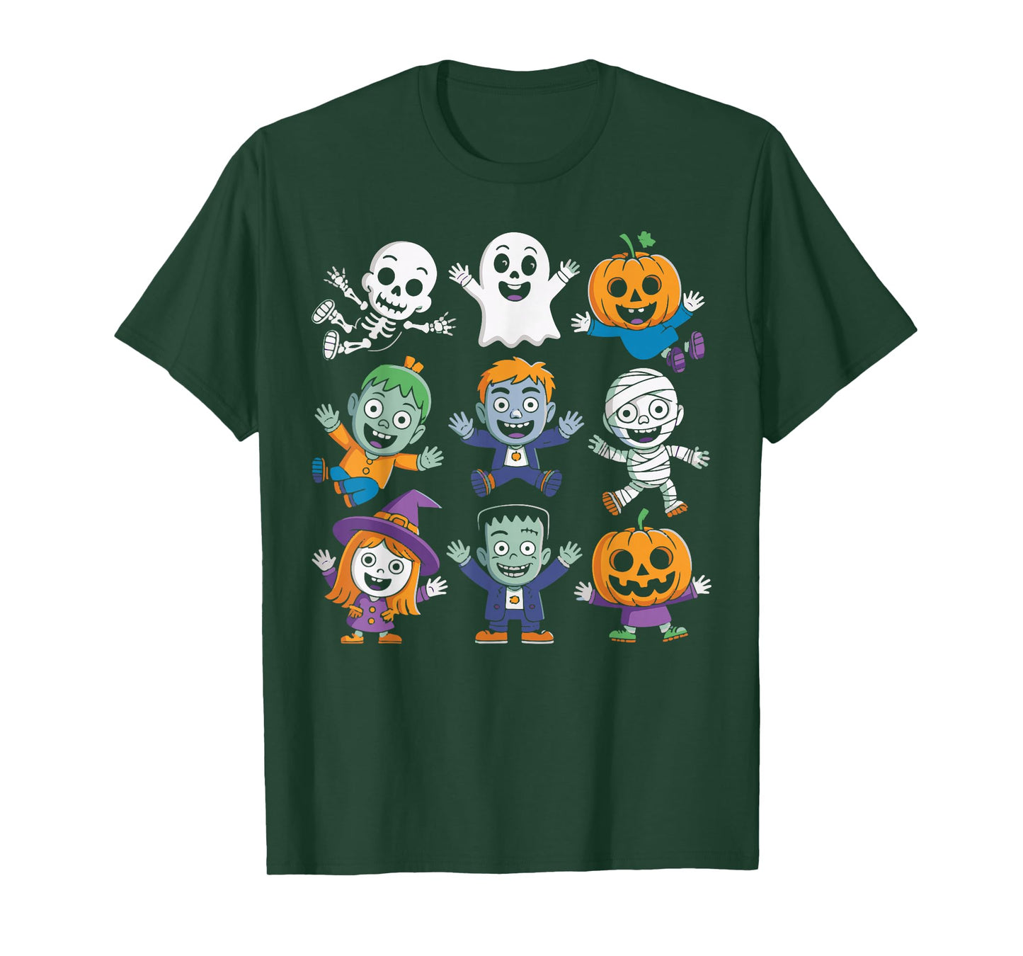 Spooky Skeleton Ghost Pumpkin Dance Halloween Outfit Kids T-Shirt