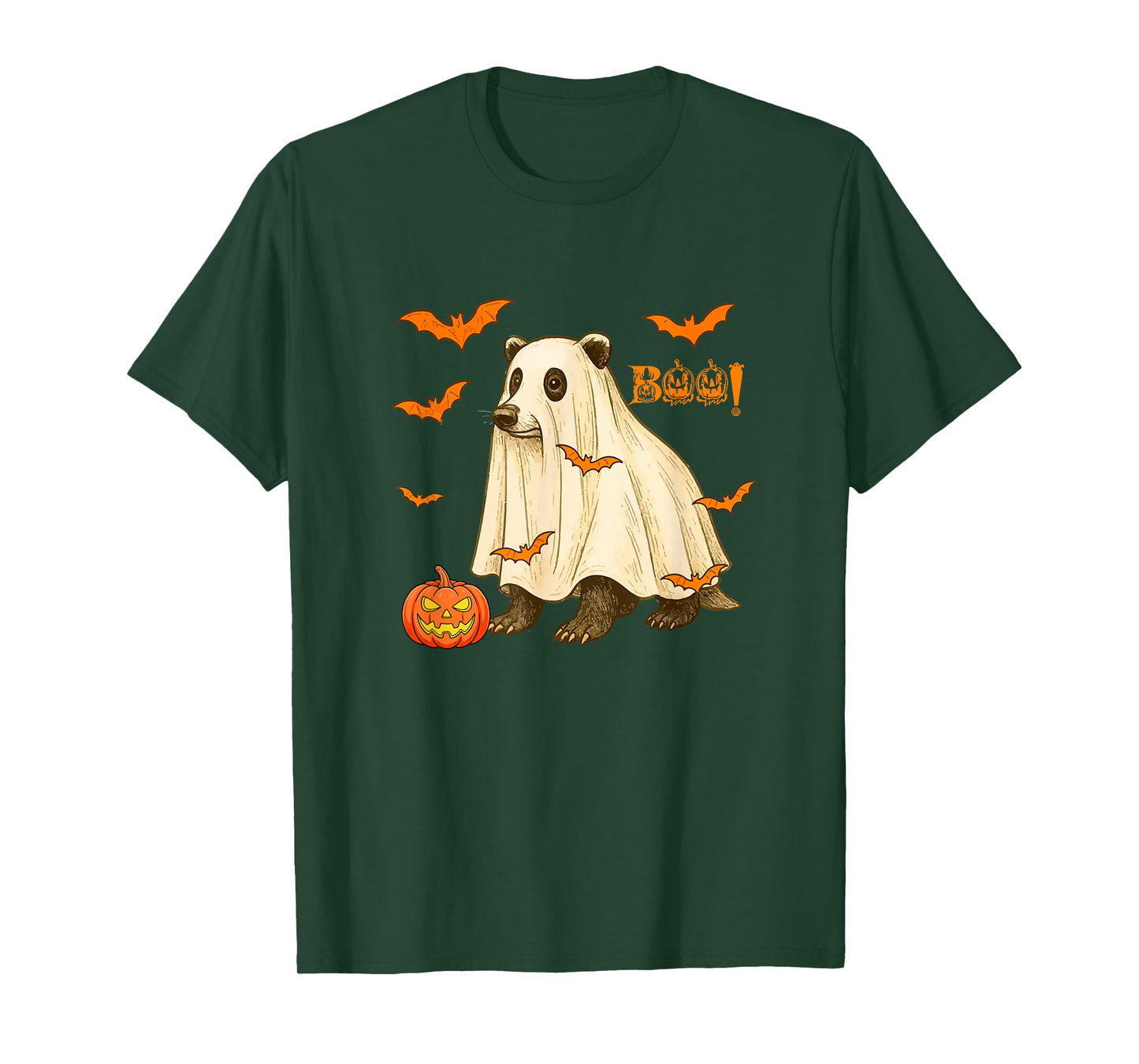 Boo Halloween Badger Cosplay Ghost Costume Animal Lover T-Shirt