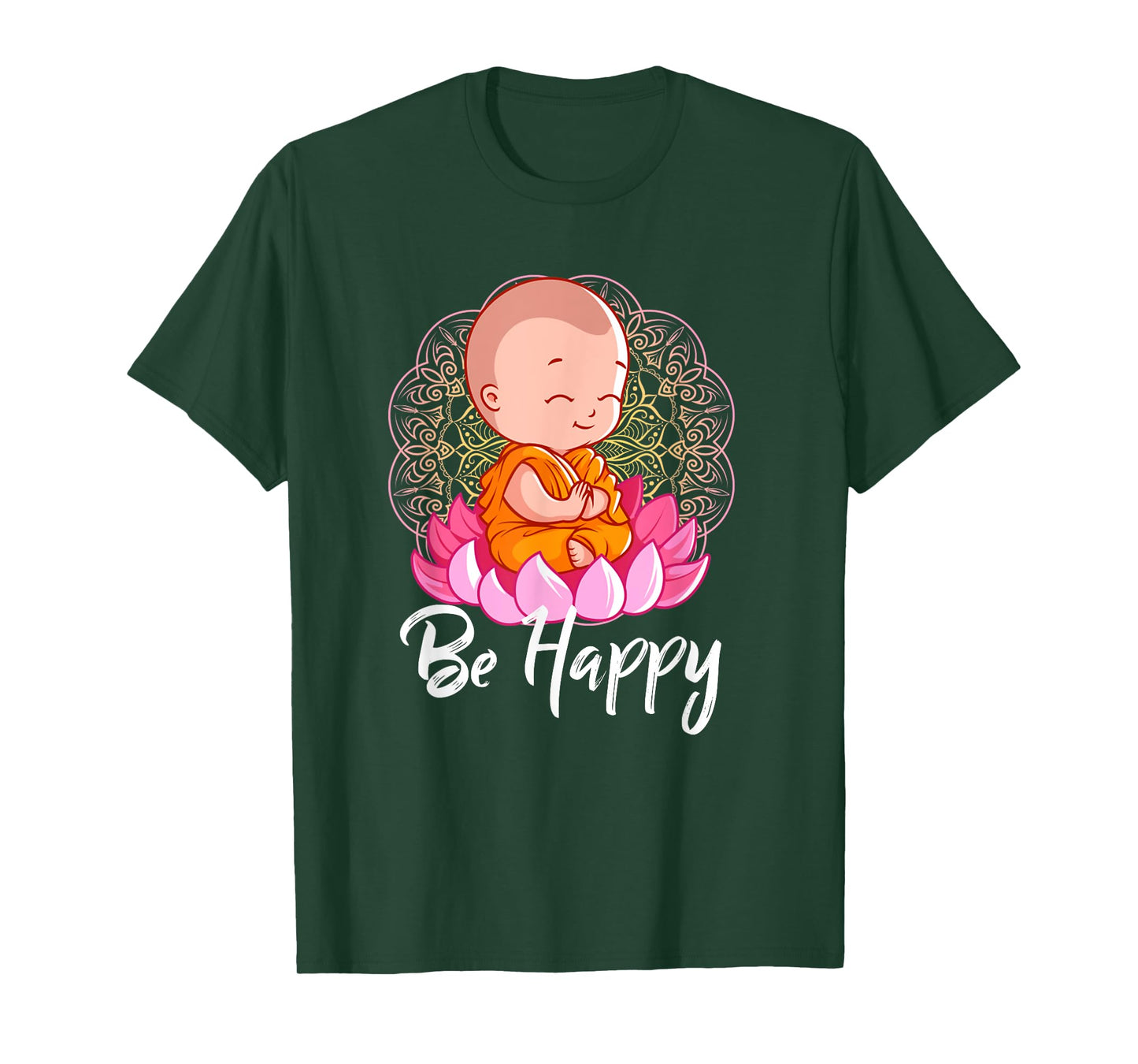 Be Happy shirt Zen Little Baby Buddha tshirt Mandala T-Shirt