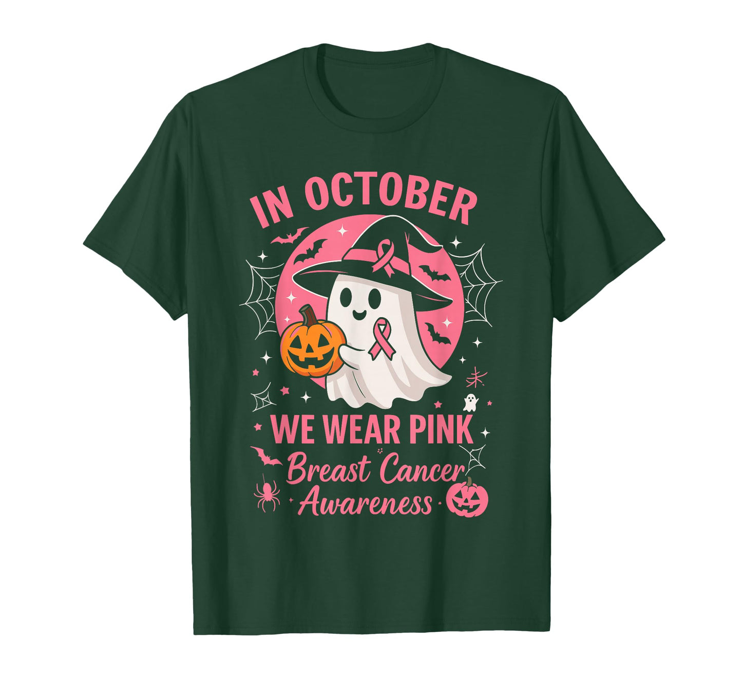Breast Cancer Shirts Women Halloween in October We Wear Pink T-Shirt