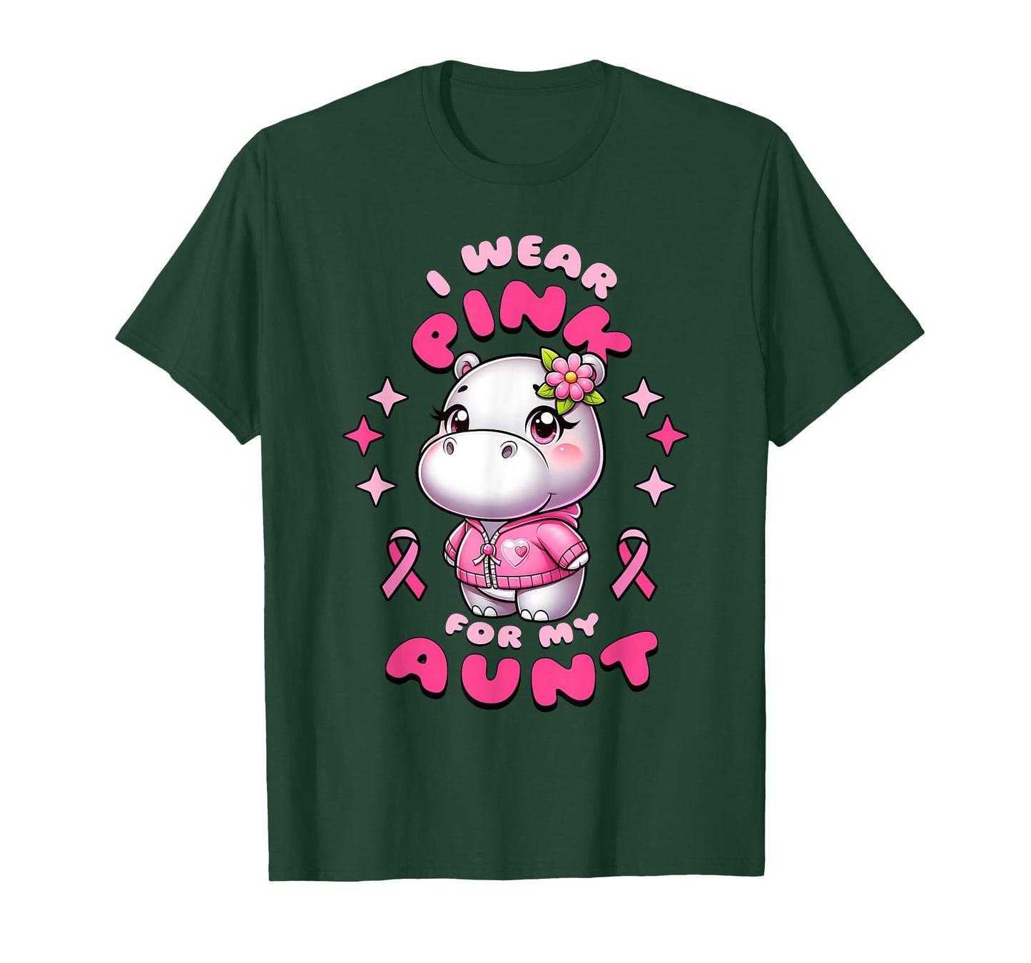 I Wear Pink For My Aunt Hippopotamus In October We Wear Pink T-Shirt