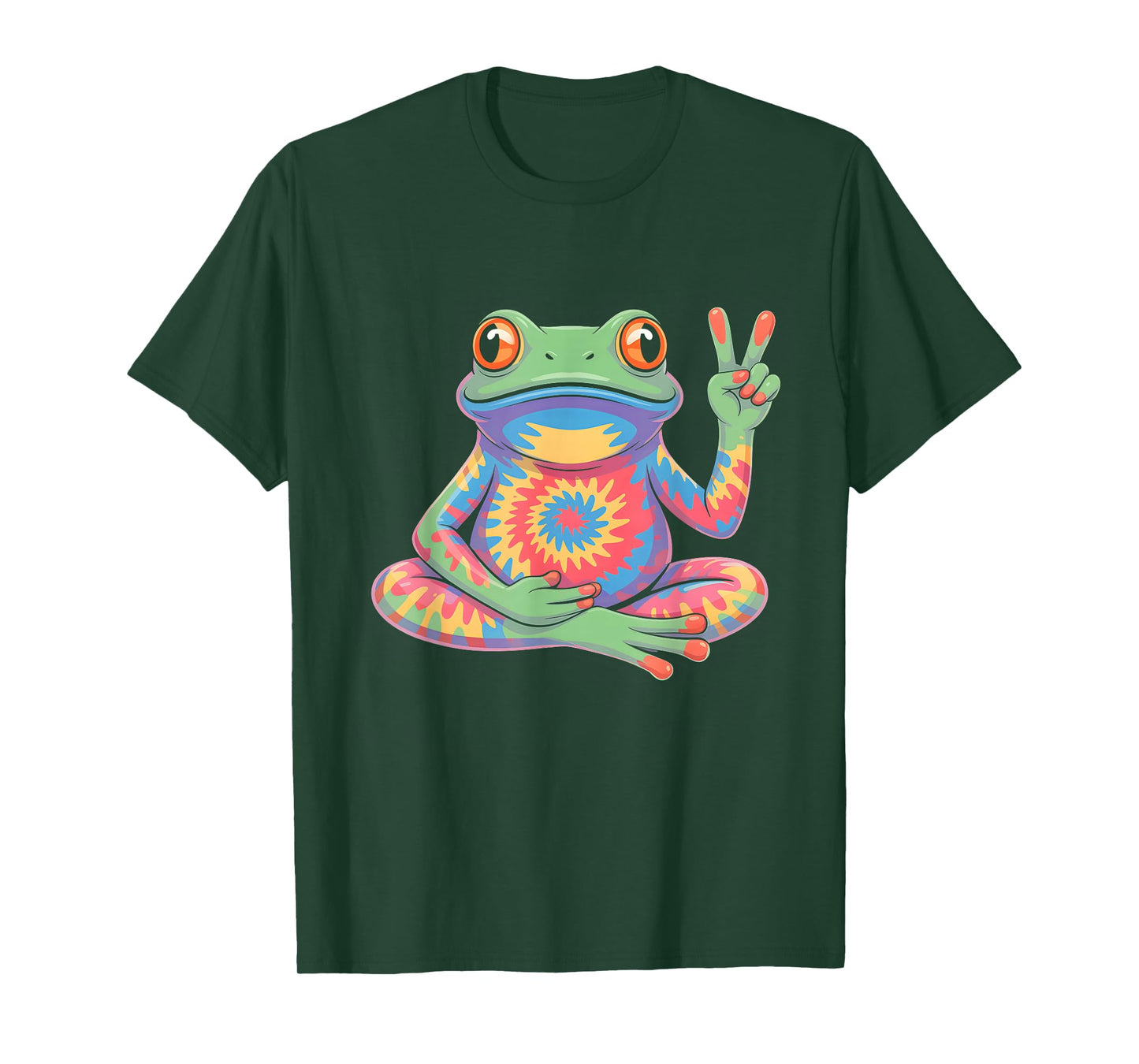 Psychedelic Peace Frog Tie-Dye Design T-Shirt