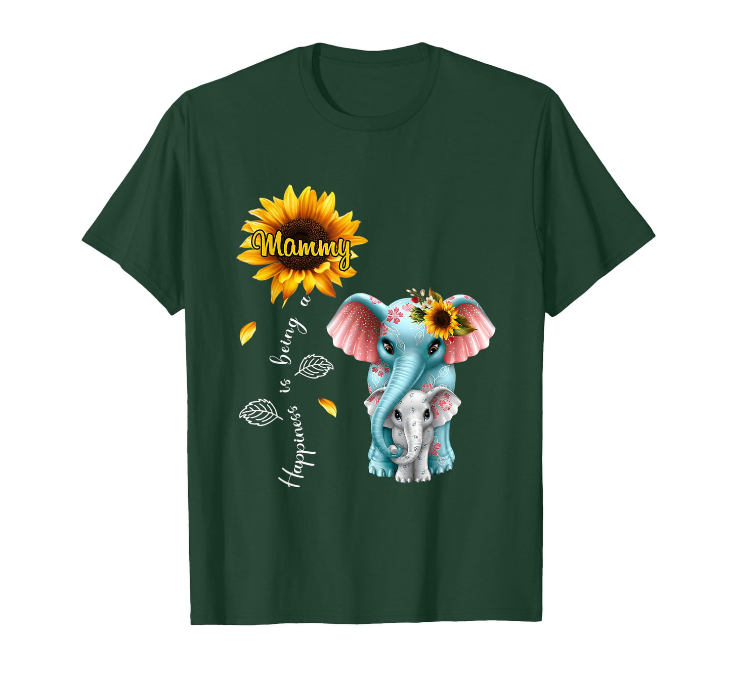 Elephant Sunflower Happiness is being mammy Christmas T-Shirt