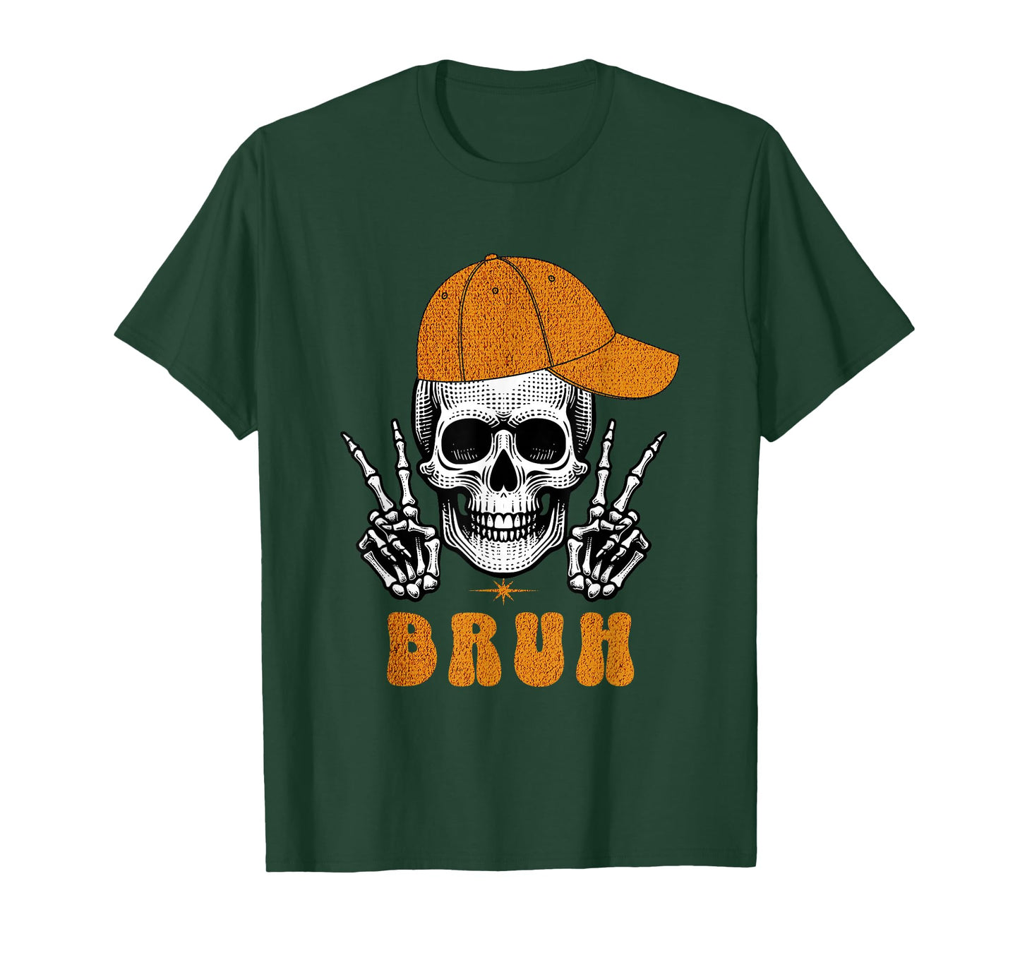 Bruh Punk Rock Skeleton Cool Rocker Halloween Men Boys Kids T-Shirt
