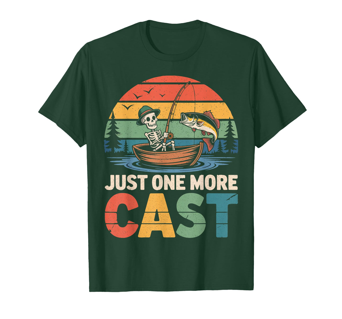 Funny Retro Fishing Skeleton Fisherman Bass Fishing T-Shirt