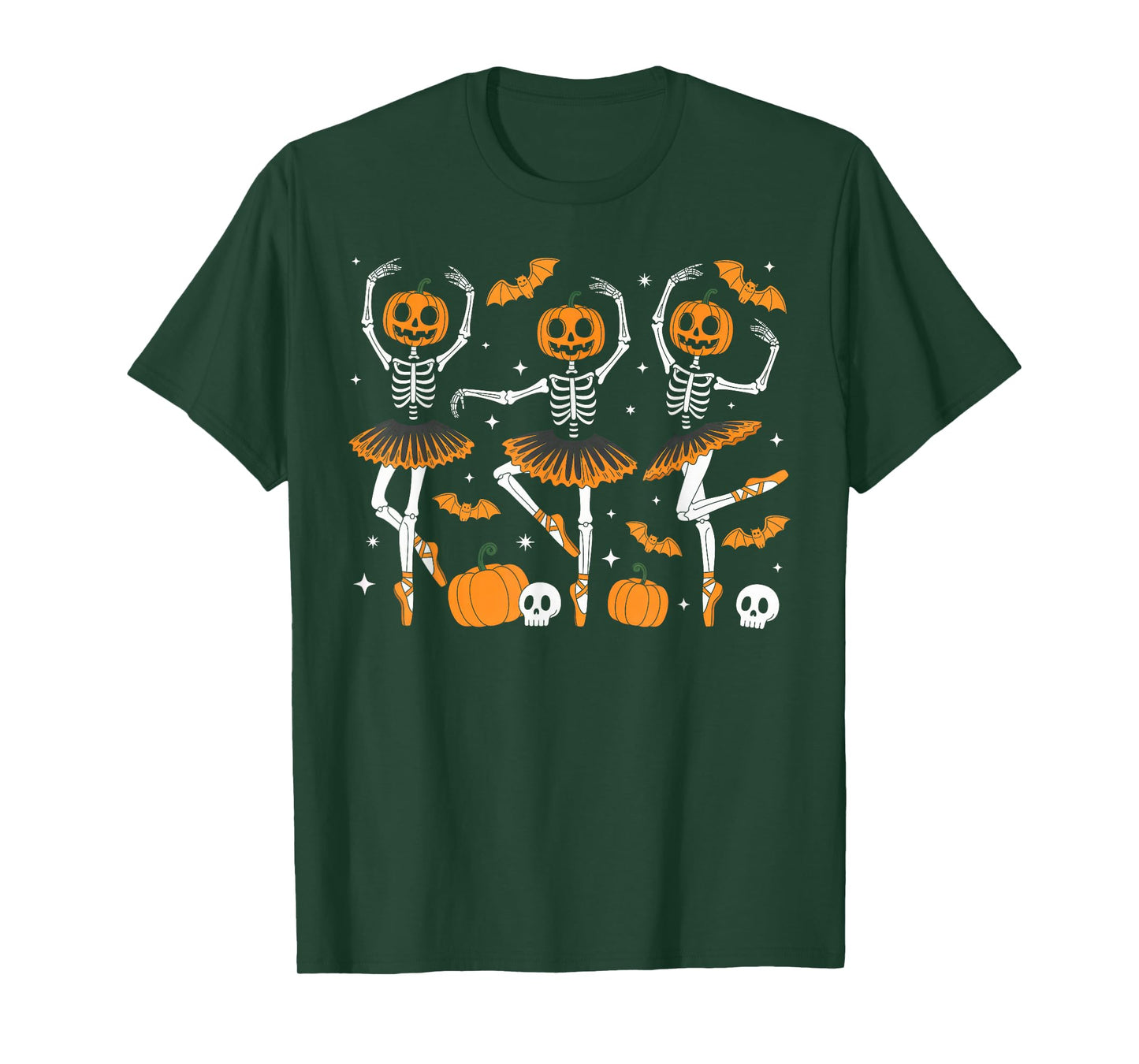Ballet Pumpkin Skeleton Scary Halloween Men Women Boys Girl T-Shirt