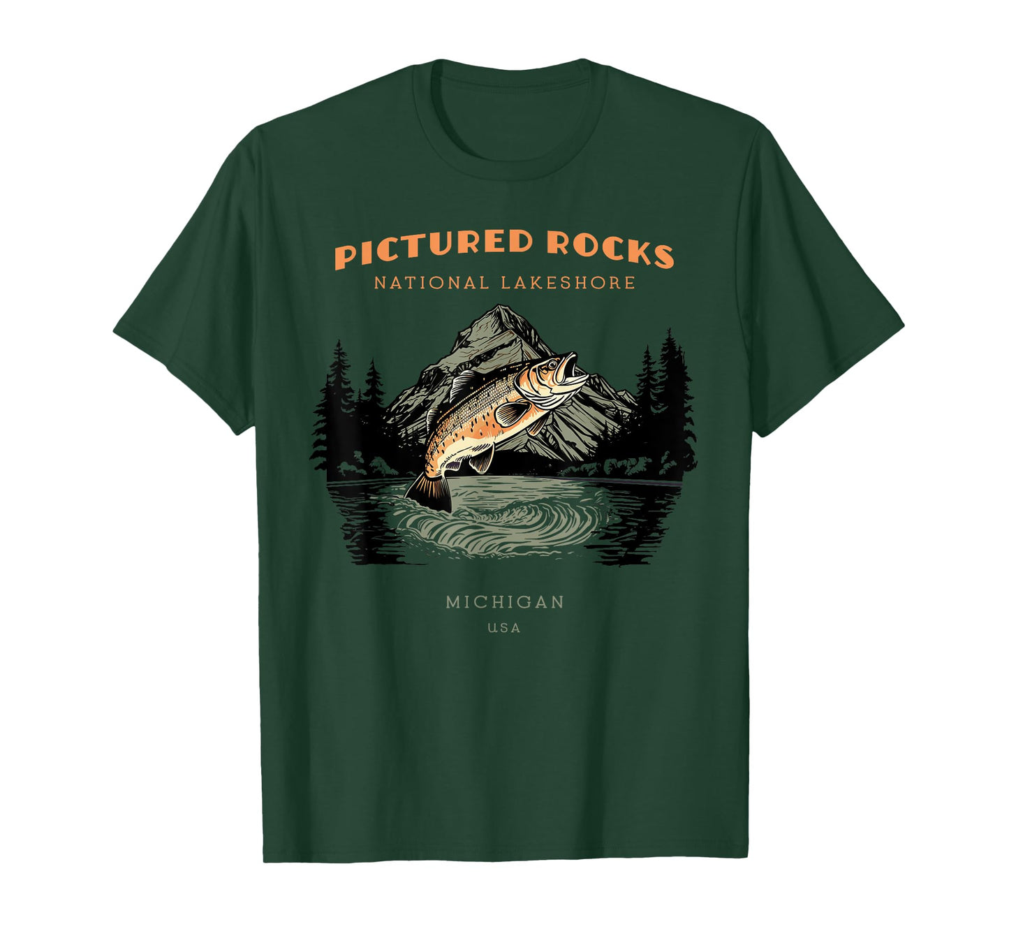 Pictured Rocks National Lakeshore Michigan Retro Vintage T-Shirt