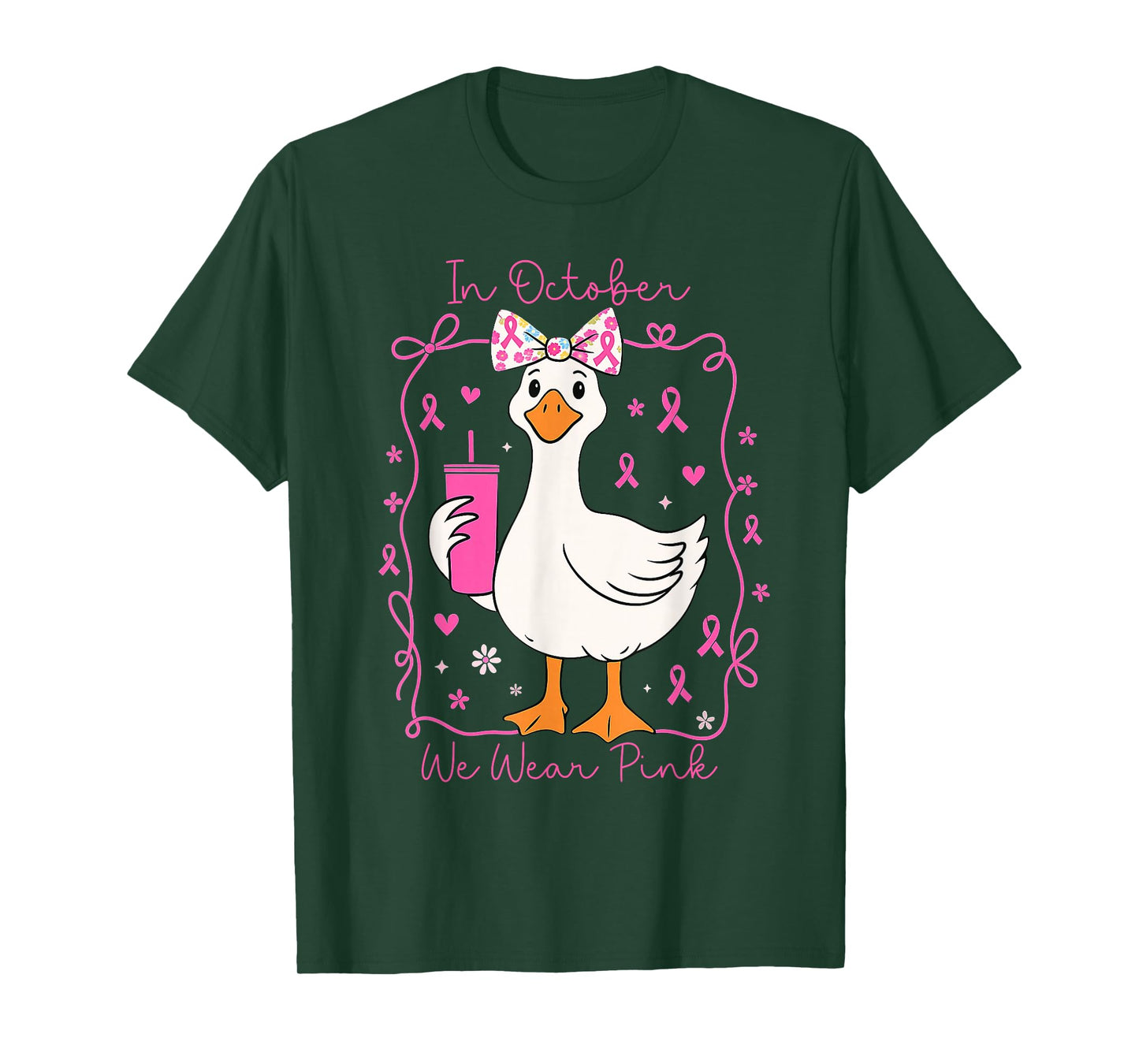 in October We Wear Pink Silly Goose for Women Girls T-Shirt