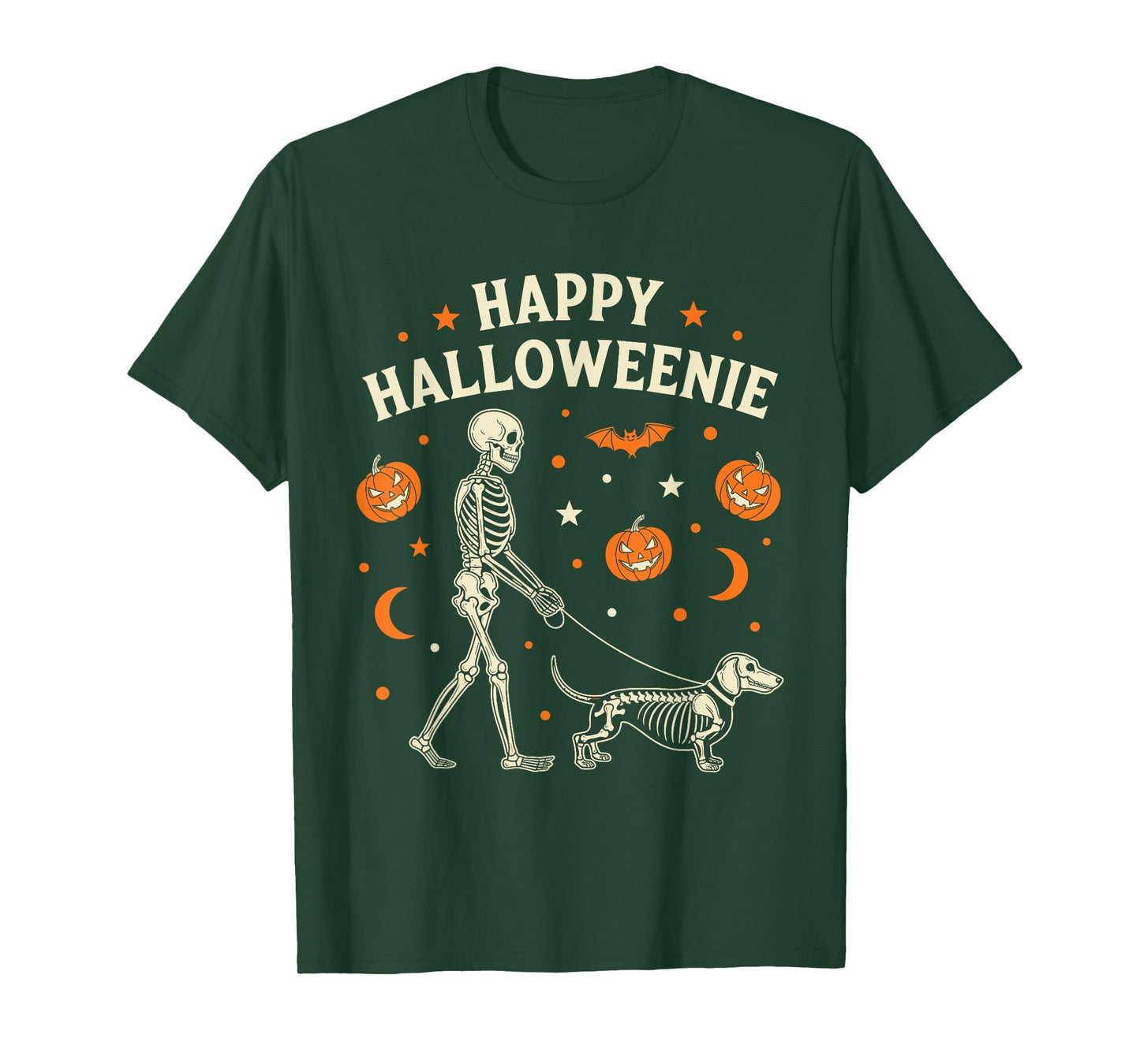 Happy Halloweenie Funny Halloween Skeleton Dachshund Dog T-Shirt