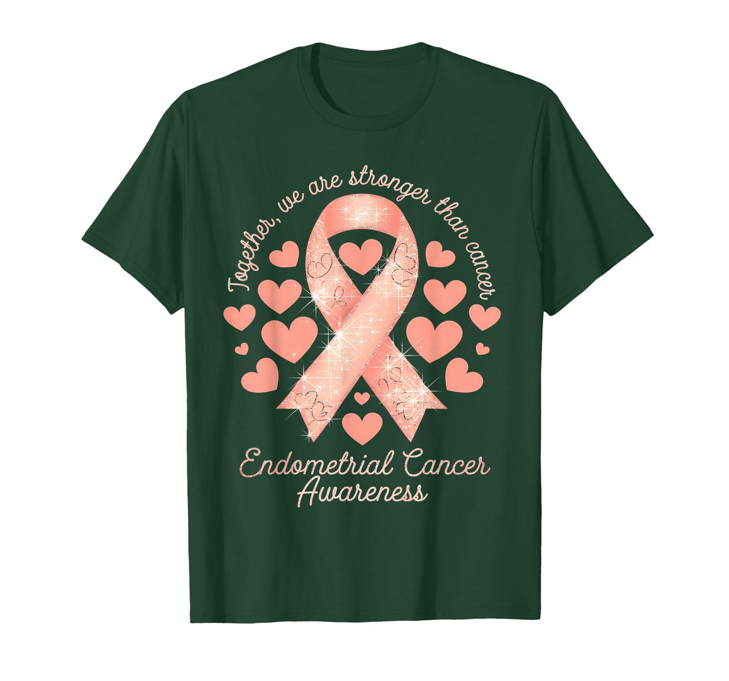 Endometrial Cancer Awareness Peach Ribbon T-Shirt