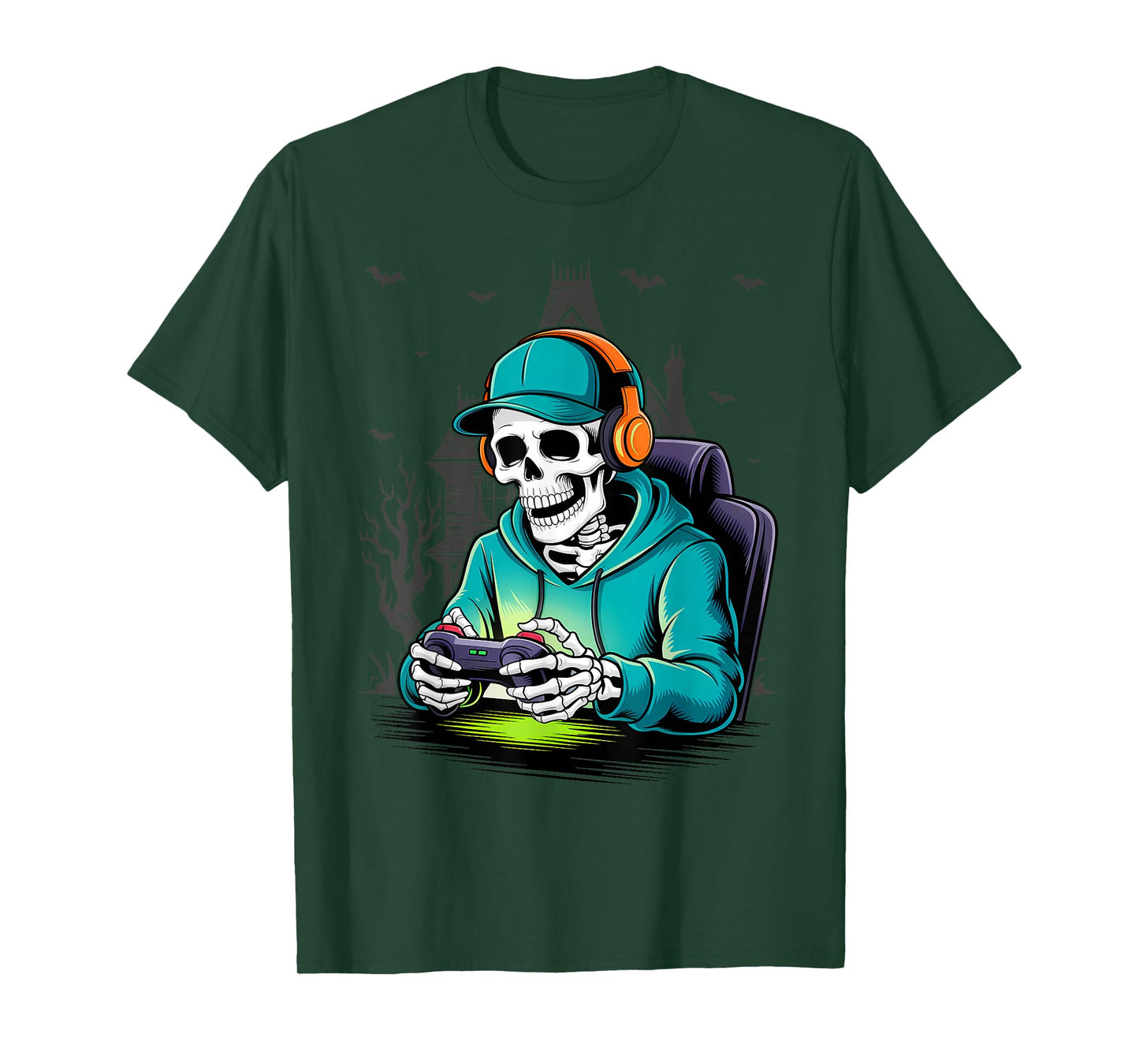 Halloween Skeleton Gamer Video Gaming Boys Girls Men Women T-Shirt
