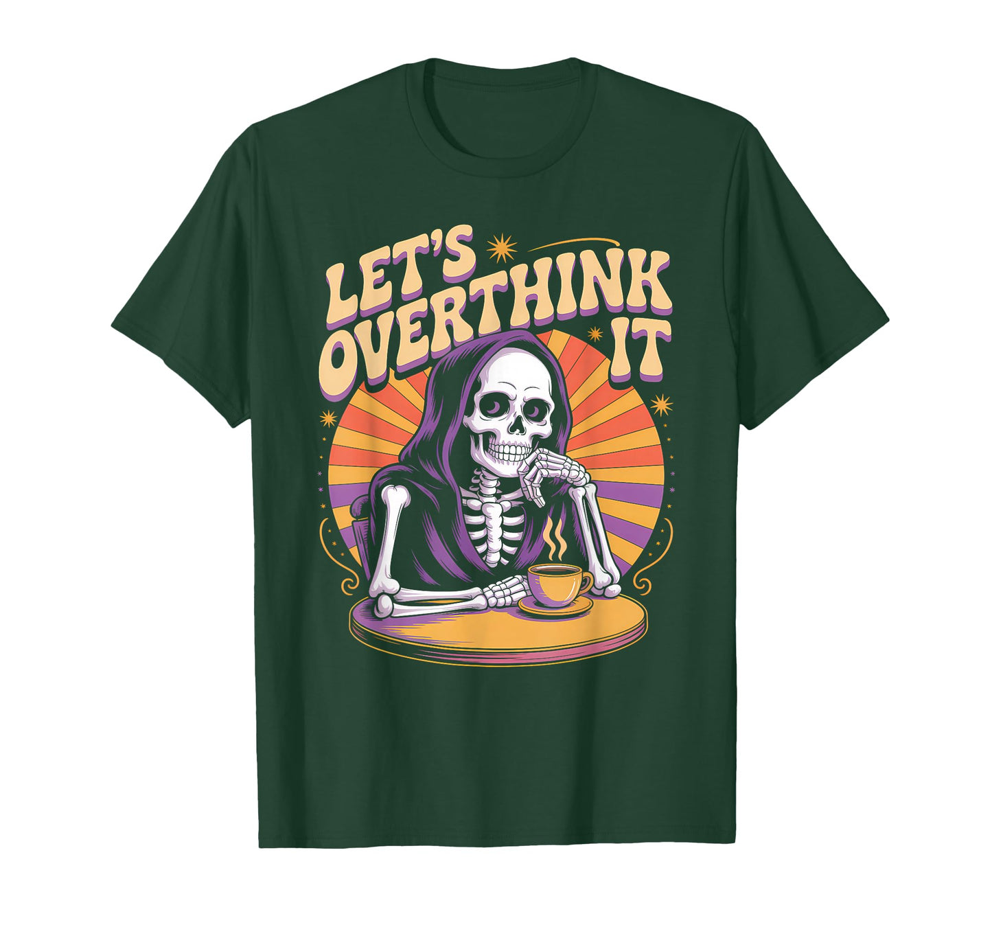 Let’s Overthink It Funny Skeleton Grim Reaper Anxiety Meme T-Shirt