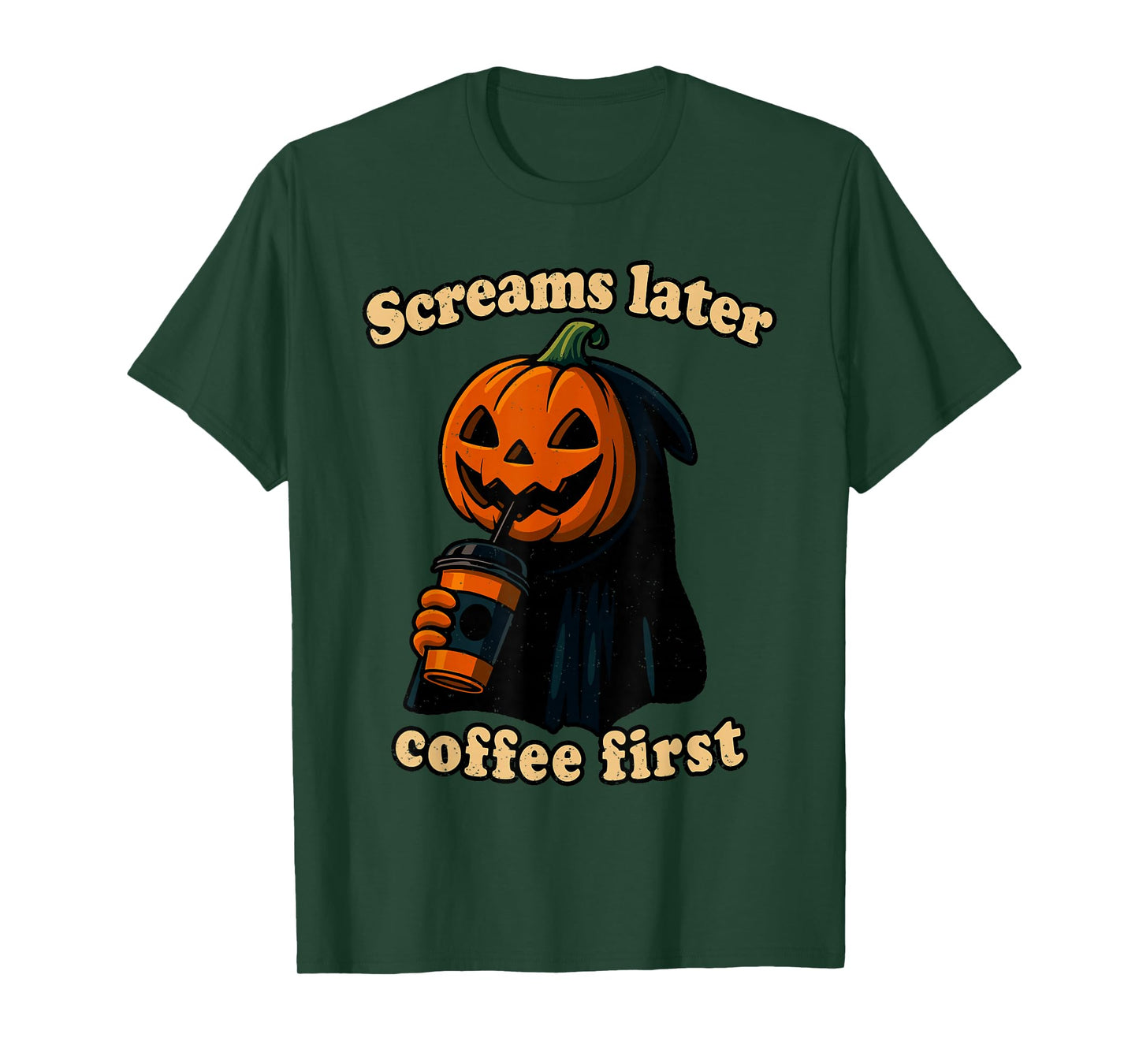 Coffee First Halloween Funny Pumpkin Jack O Lantern Caffeine T-Shirt