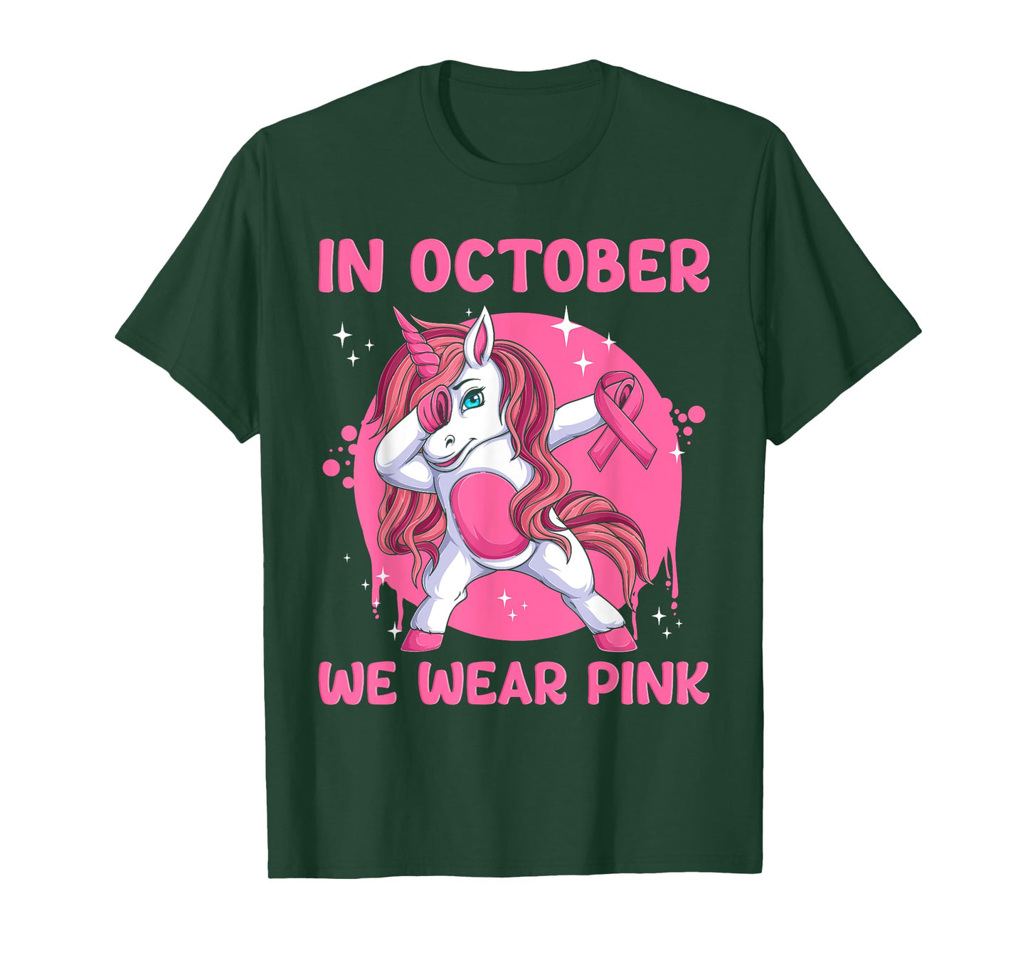 In October We Wear Pink Unicorn Breast Cancer Awareness T-Shirt