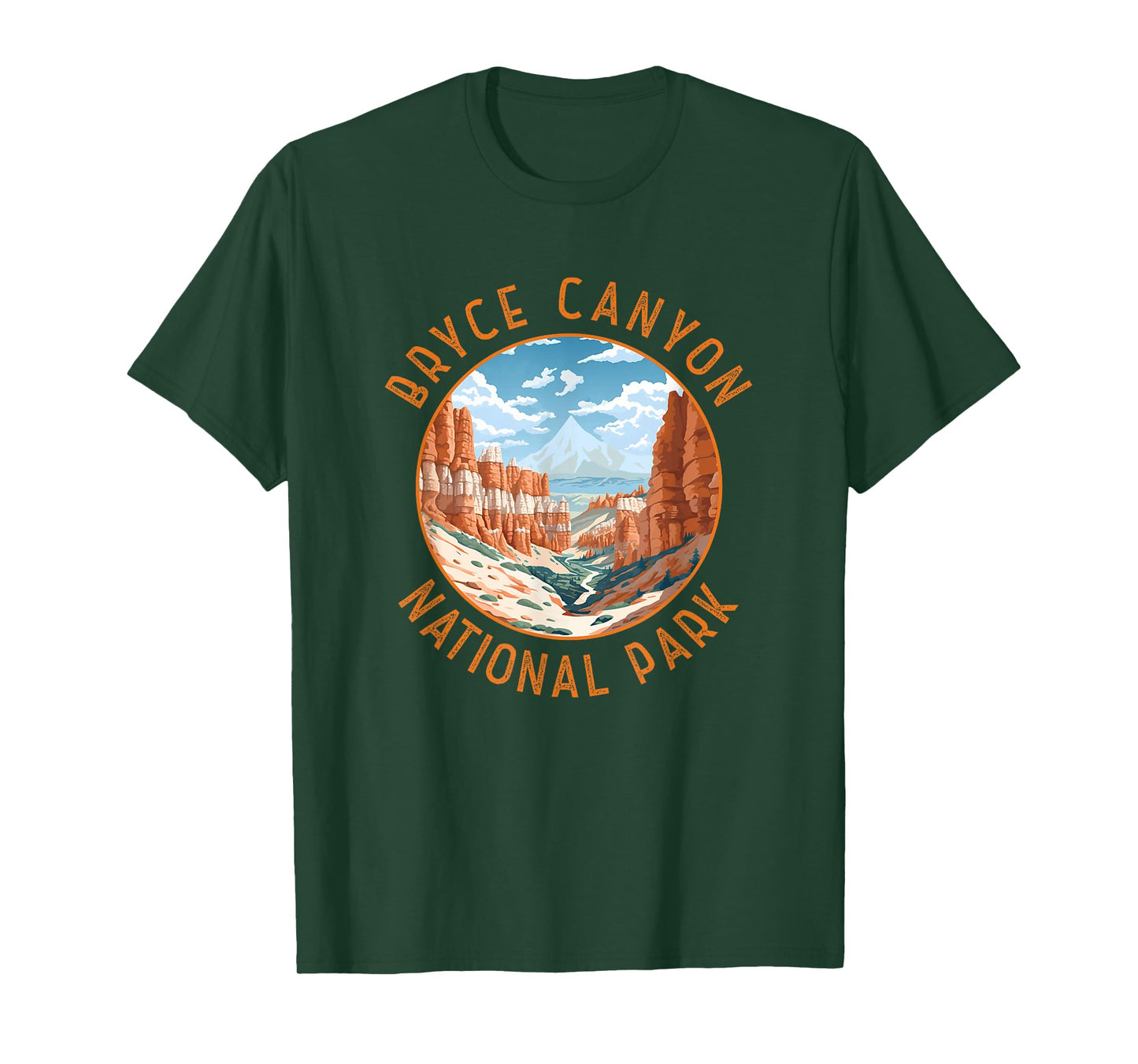 Bryce Canyon National Park Illustration Distressed Circle T-Shirt