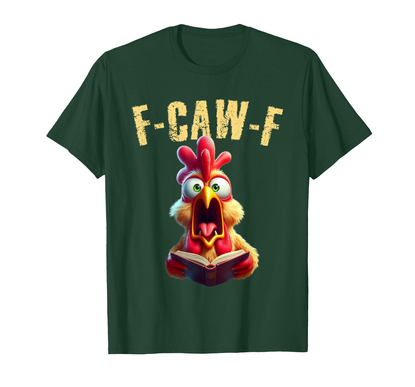 Book Reading F-CAW-F Funny Chicken Scream Humor T-Shirt