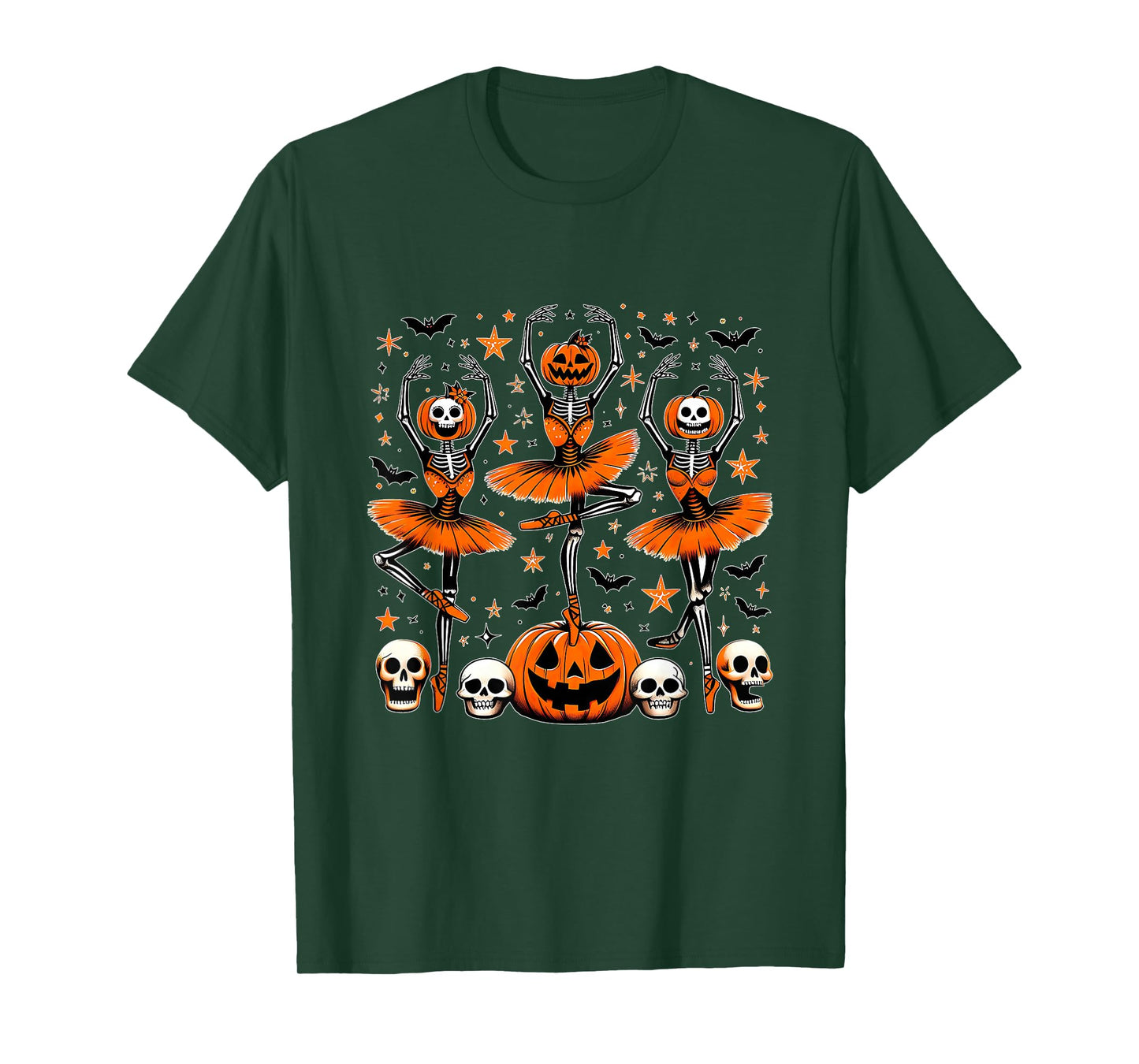 Ballet Pumpkin Skeleton Scary Halloween Men Women Boys Girl T-Shirt