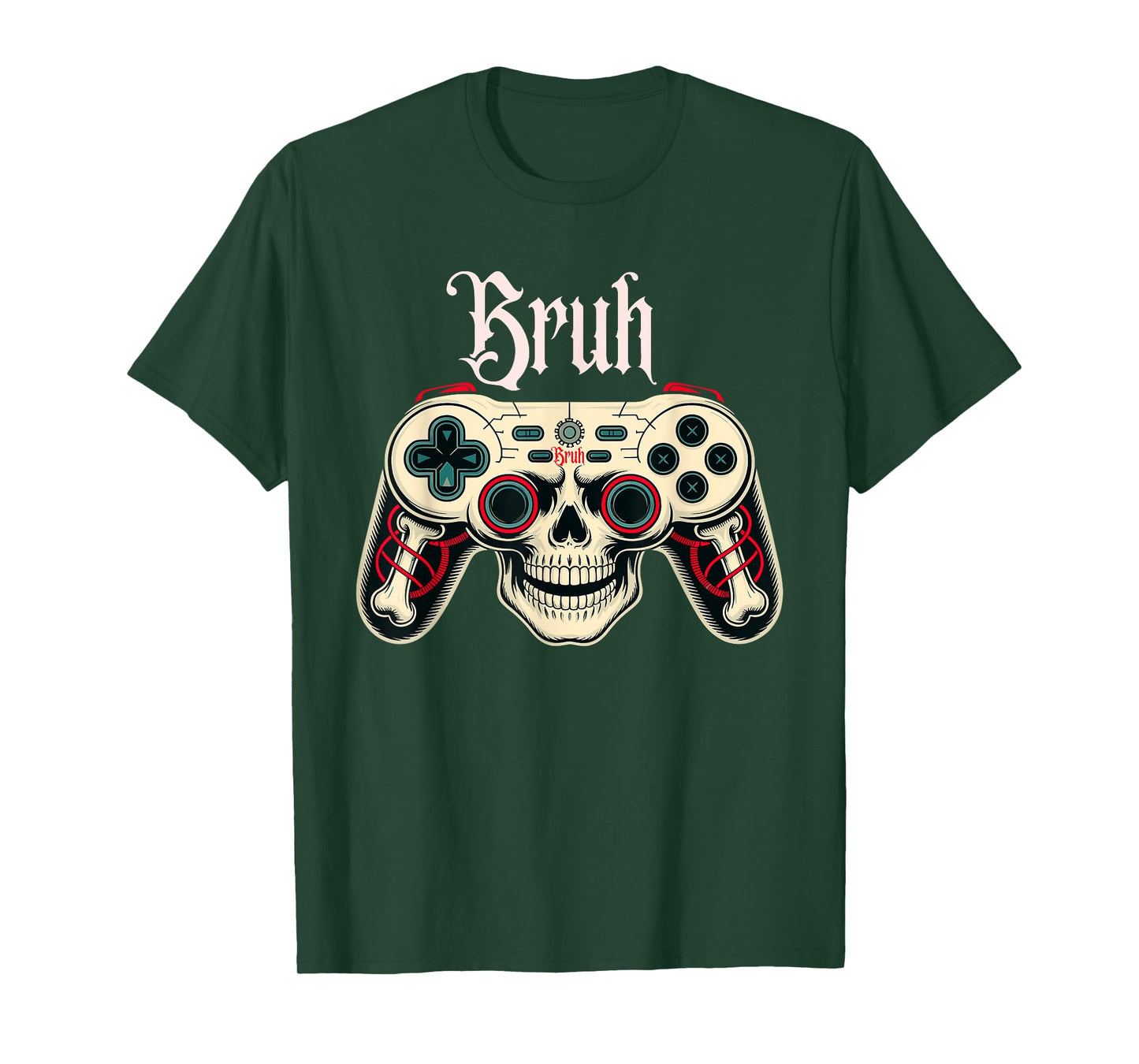 Bruh Skeleton Skull Gamer Controller Halloween Style T-Shirt