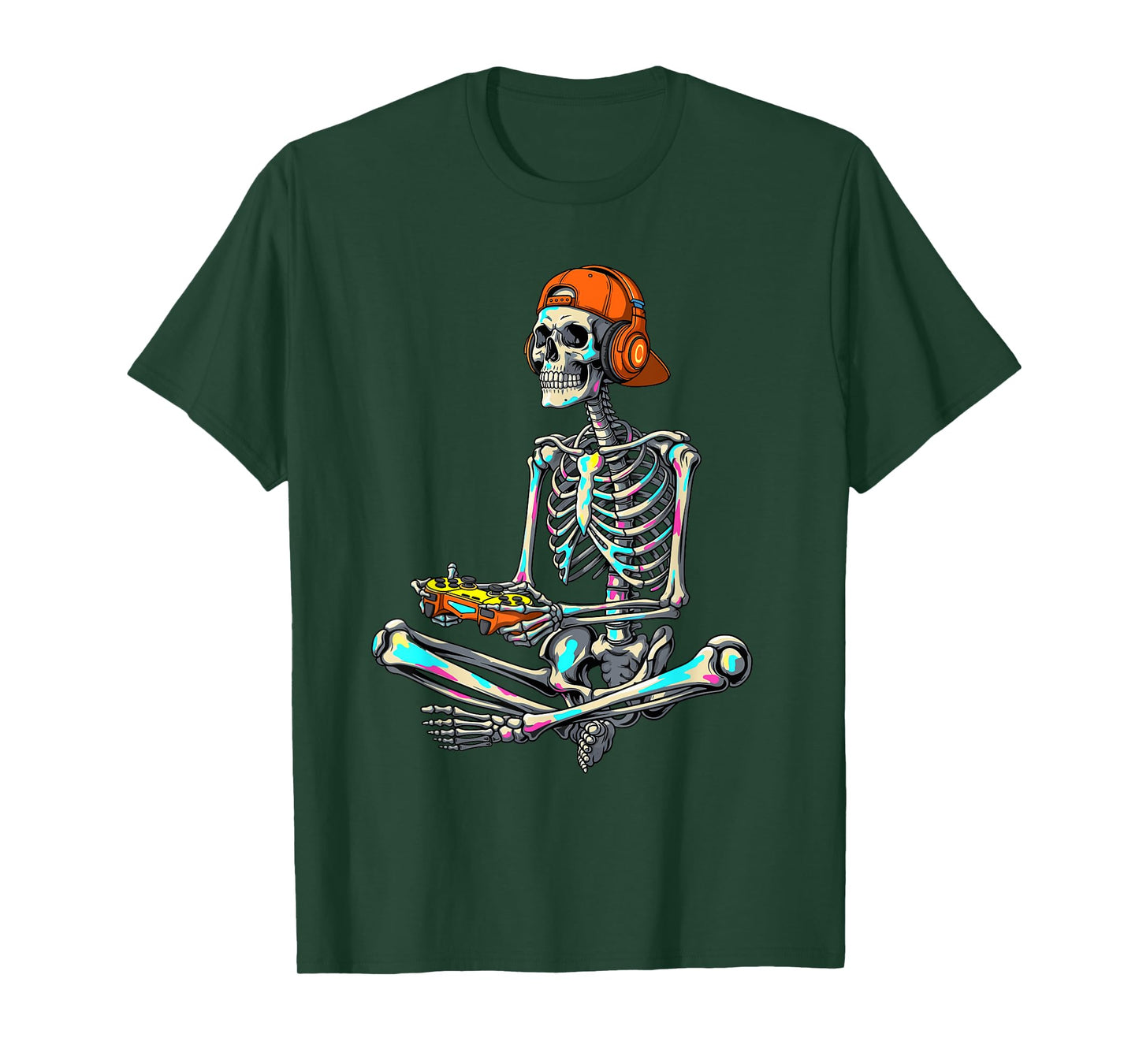 Skeleton Gamer Halloween Video Gaming Boys Men Design T-Shirt