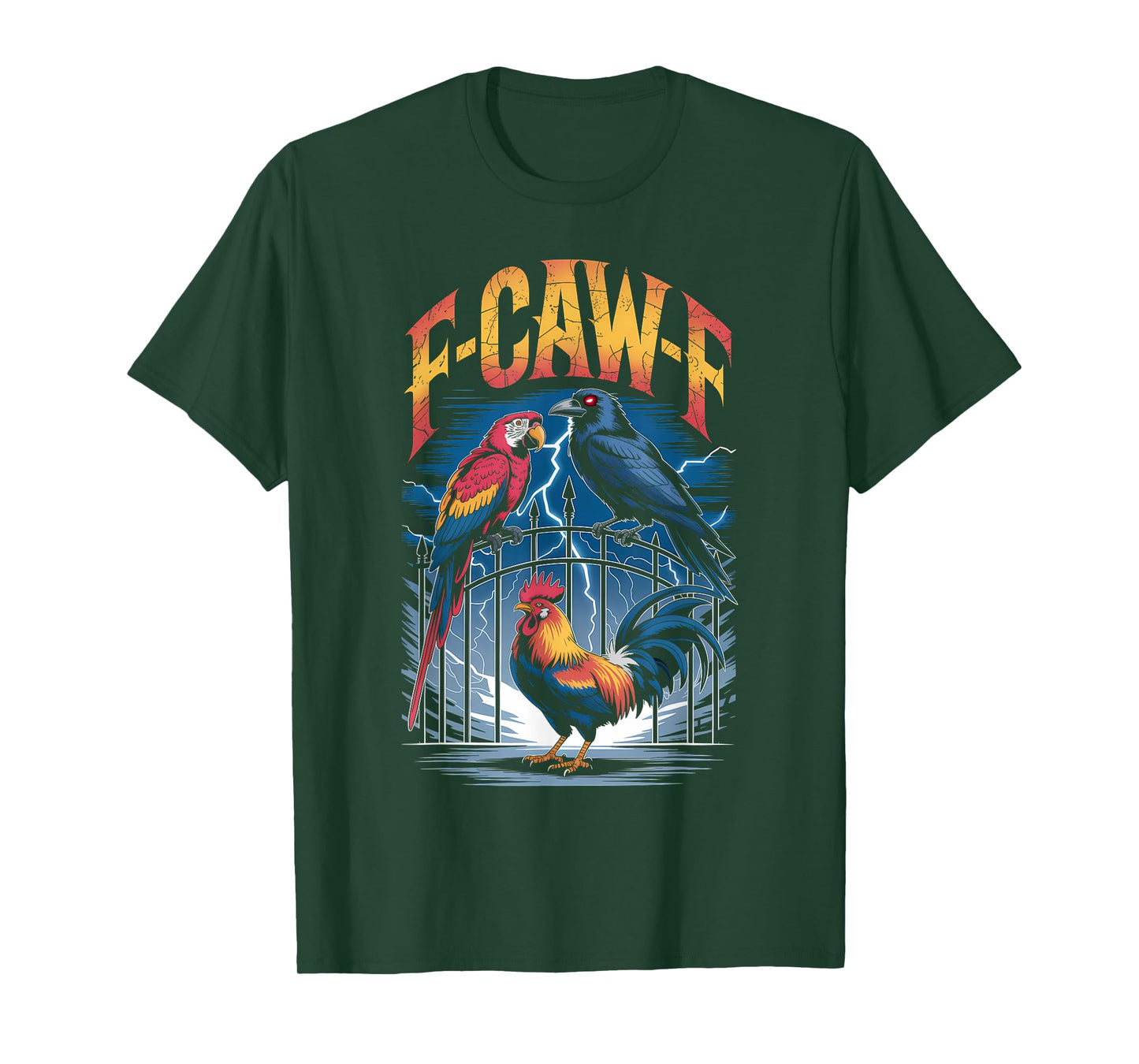 F-CAW-F Funny Gothic Bird Parrot, Crow, Rooster Sound Meme T-Shirt