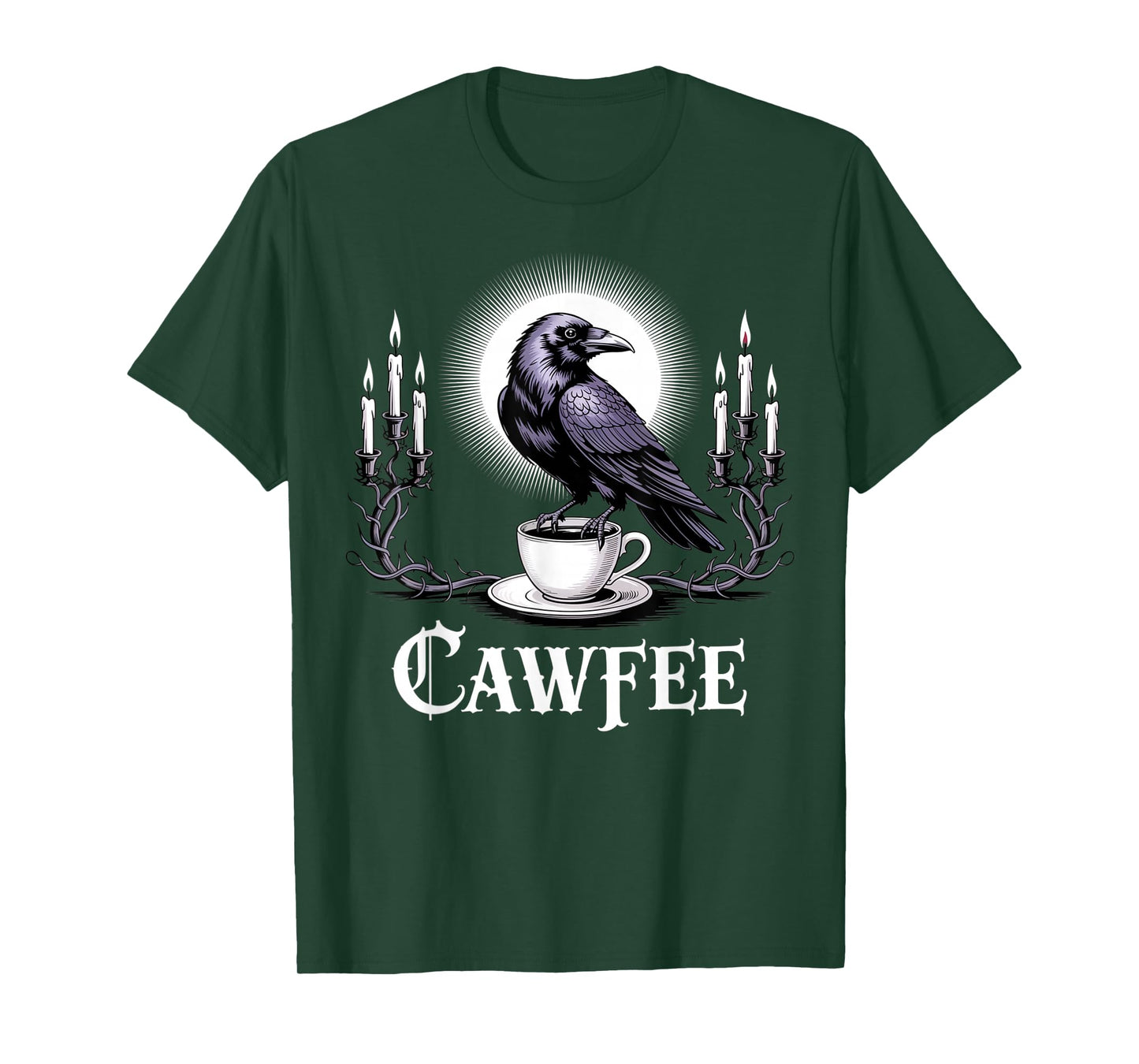 Cawfee Raven and Coffee Pun Vintage Gothic Funny Meme T-Shirt