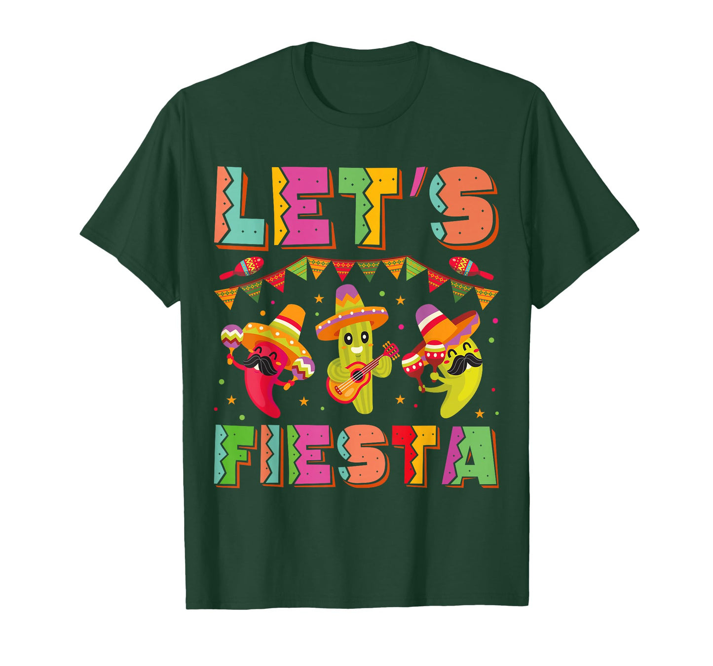 Let's Fiesta Mexico Fiesta Taco Guitar Cinco De Mayo T-Shirt