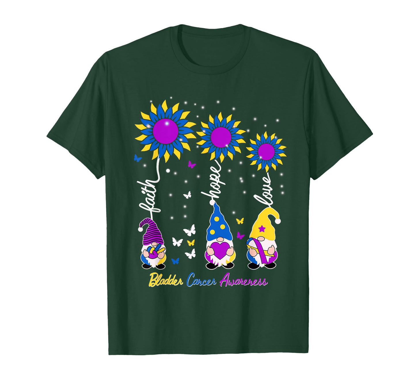 Faith Hope Love Gnome Ribbon Bladder Cancer Awareness Gifts T-Shirt