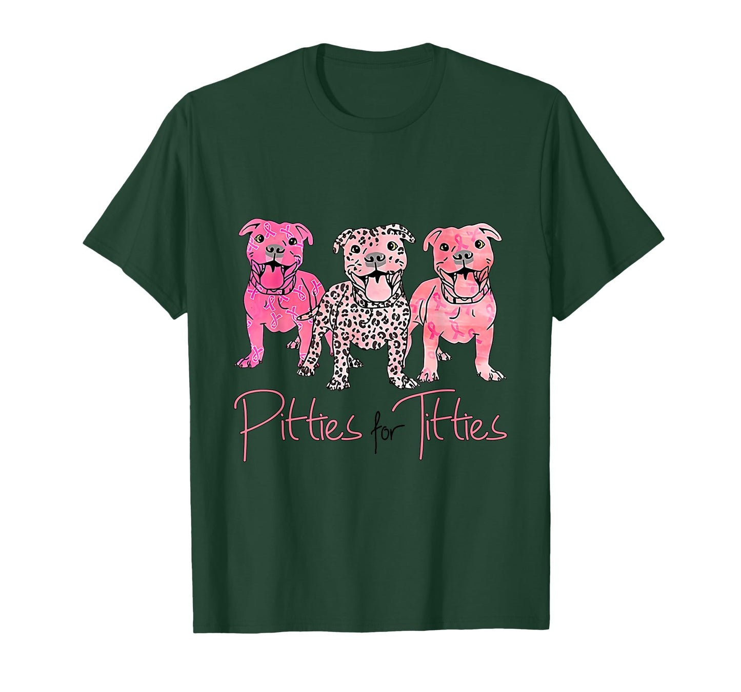 Pitties For Titties Funny Pitbull Breast Cancer Awareness T-Shirt