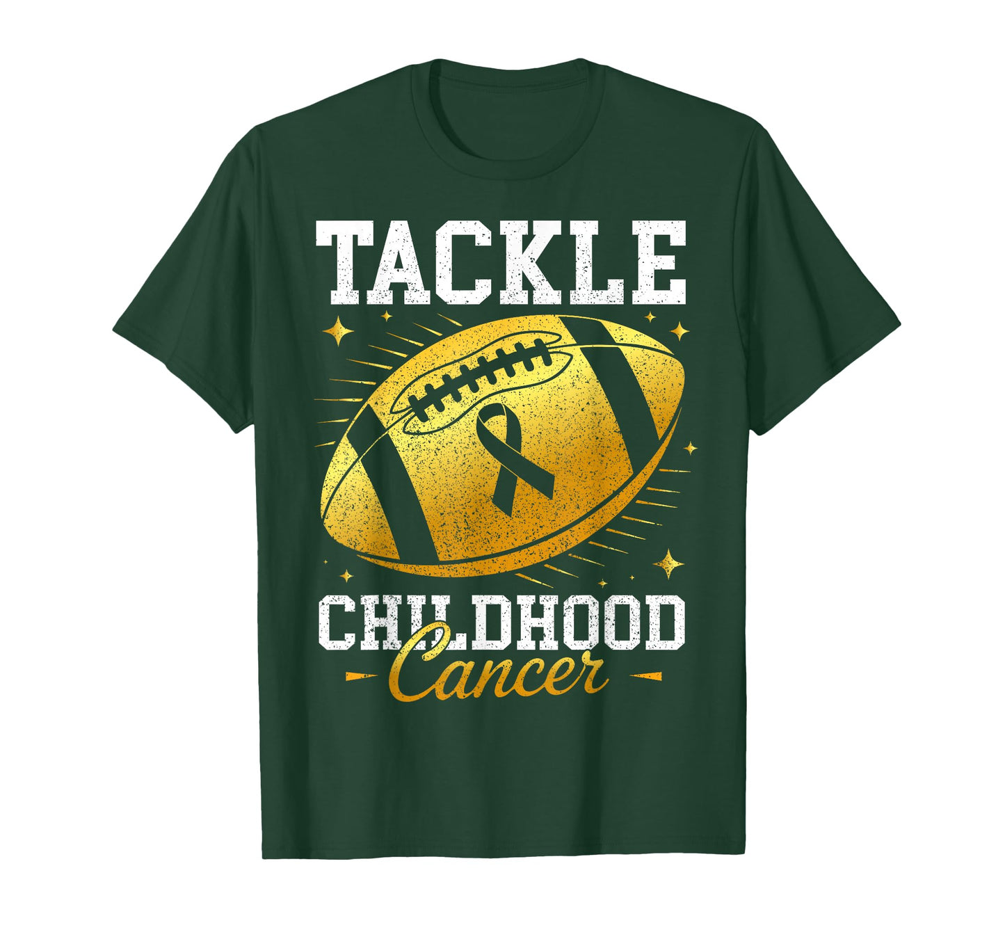 Football Gold Ribbon Tackle Childhood Cancer Awareness Kids T-Shirt
