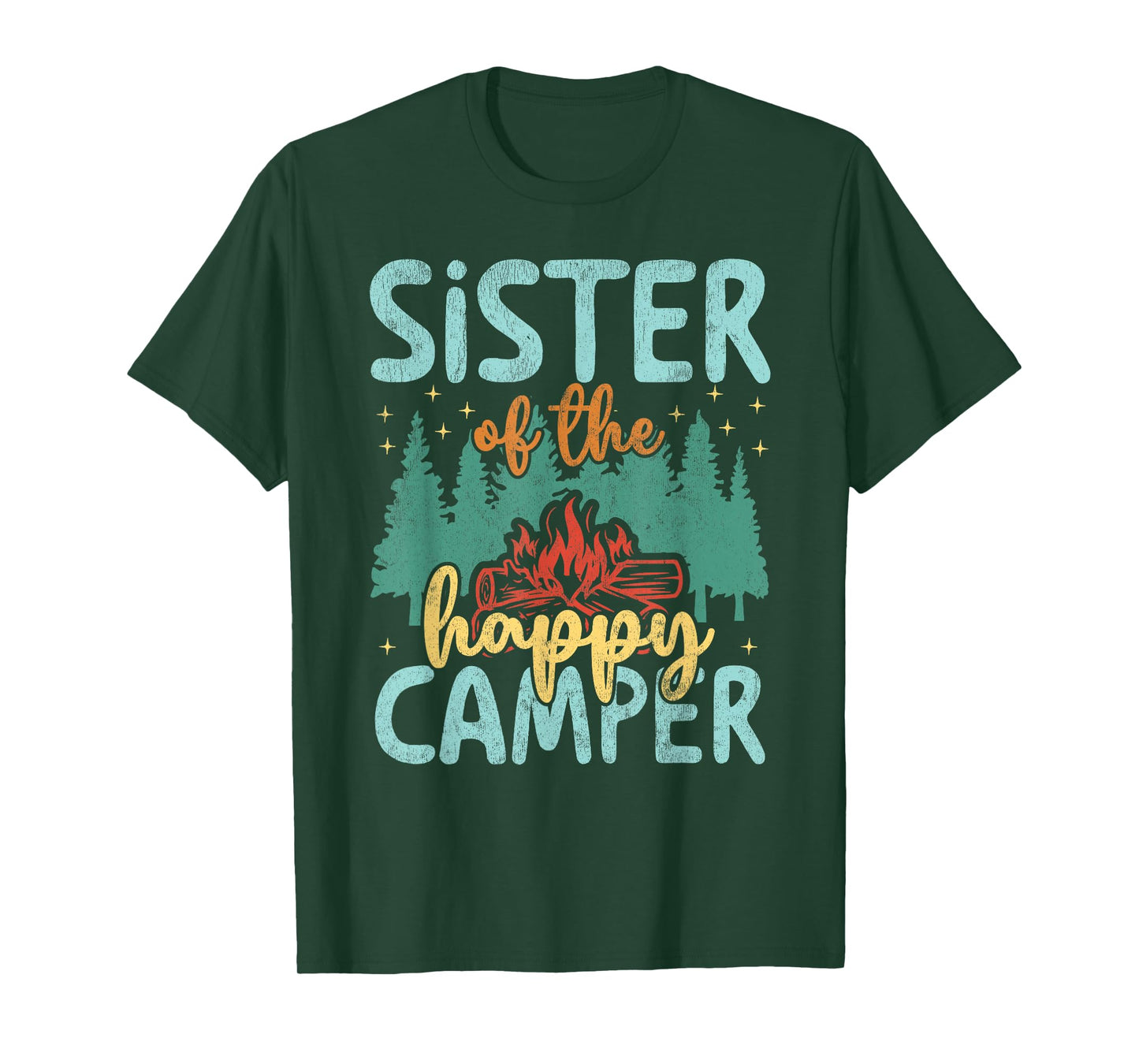 Sister of Happy Camper 1st Birthday Party Retro Sister T-Shirt