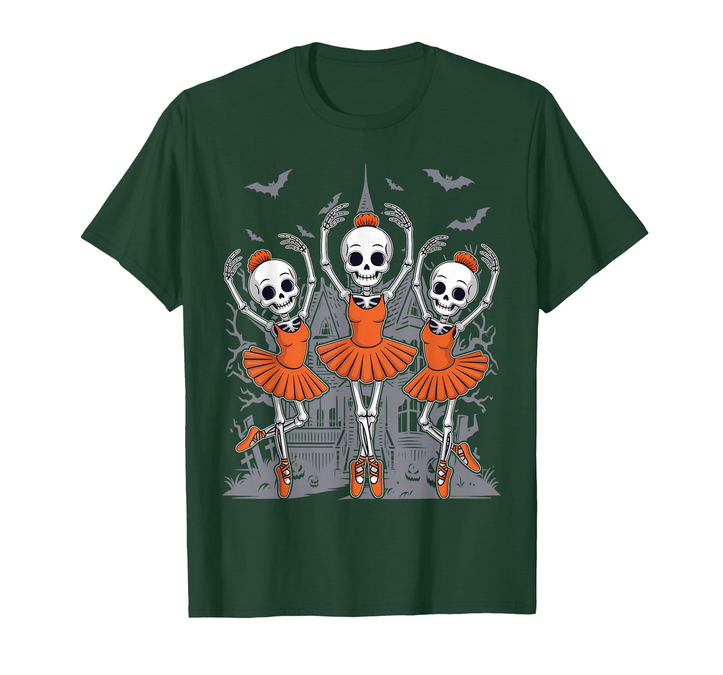 Dancing Skeleton Ballerina Ballet Dance Halloween Women Girl T-Shirt