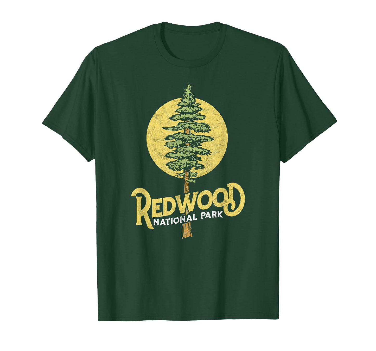 Redwood National Park Retro Vibe Distressed Tree Graphic T-Shirt
