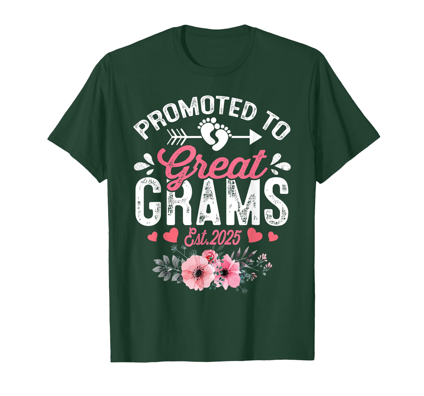 Promoted To Great Grams Est 2025 First Time Grams Floral T-Shirt